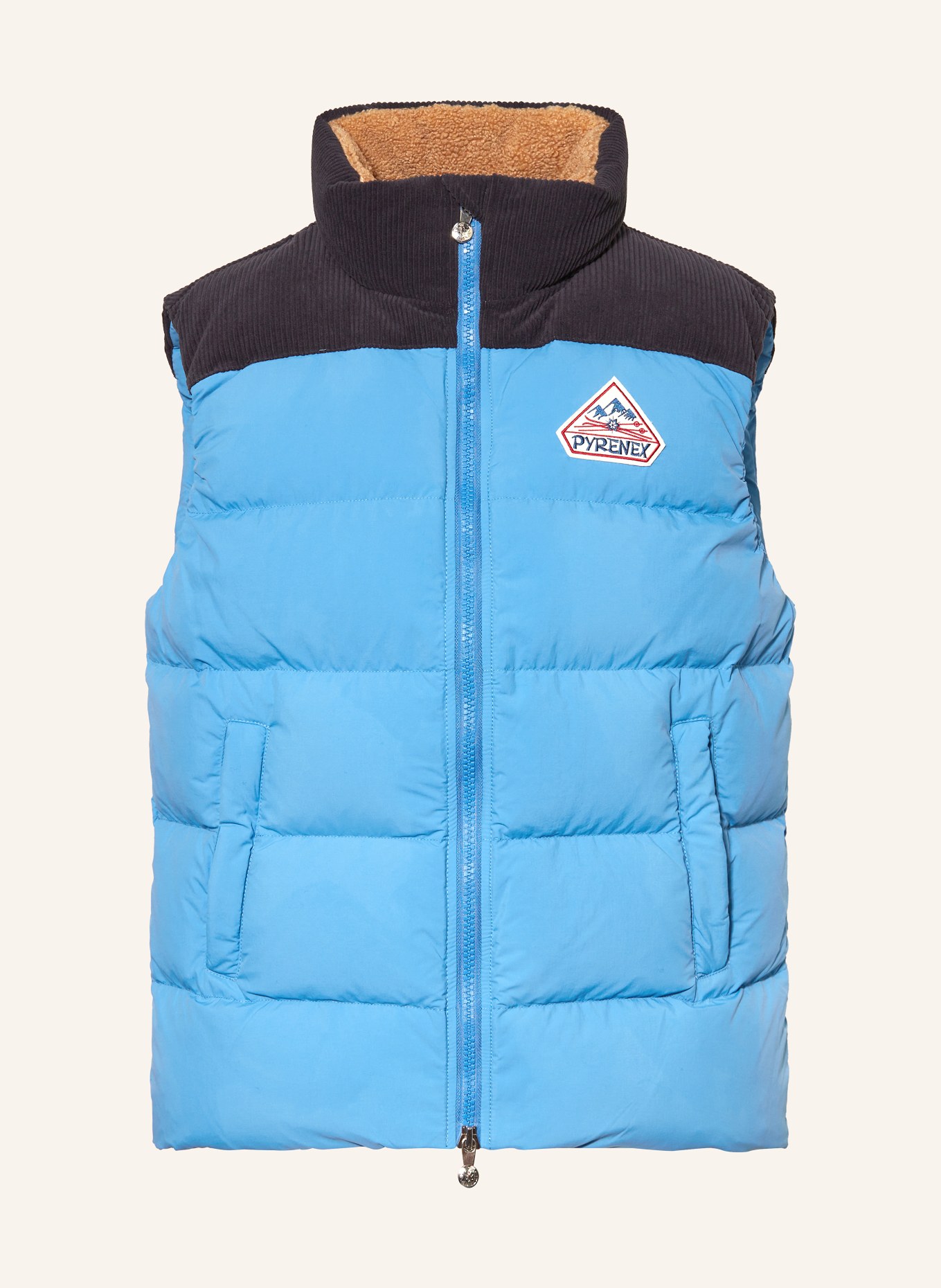 PYRENEX Daunenweste RETRO JOHN im Materialmix: TÜRKIS / DUNKELGRAU