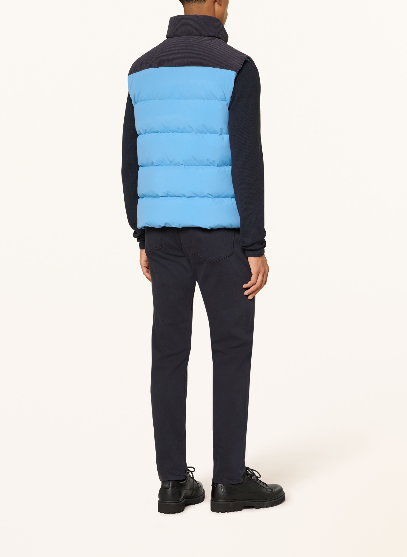 PYRENEX Daunenweste RETRO JOHN im Materialmix: TÜRKIS / DUNKELGRAU