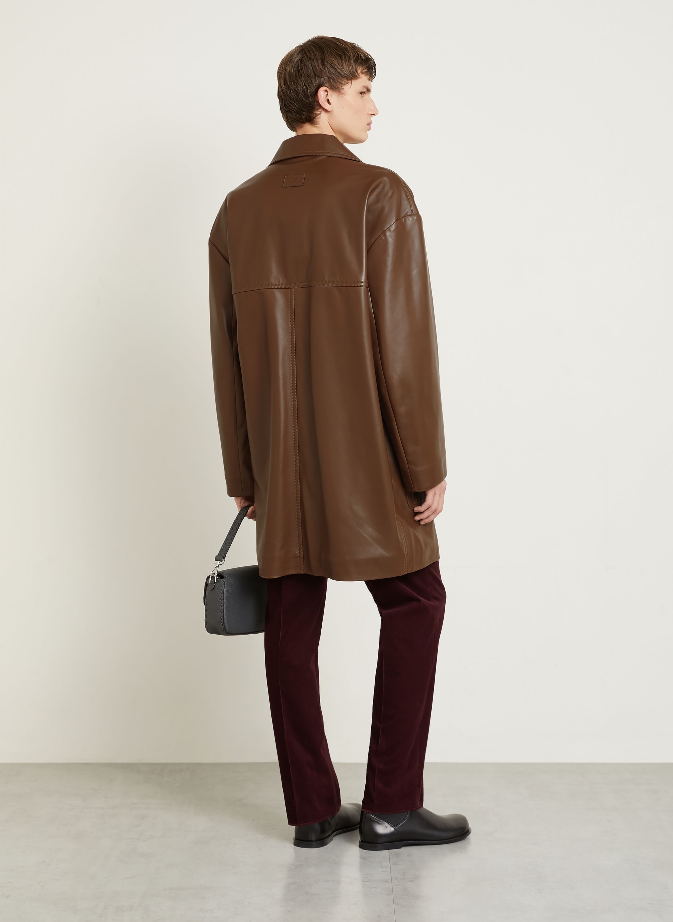 FENDI leather coat: DARK BROWN