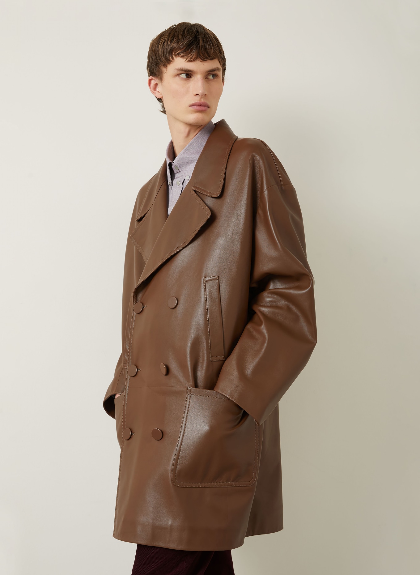FENDI leather coat: DARK BROWN