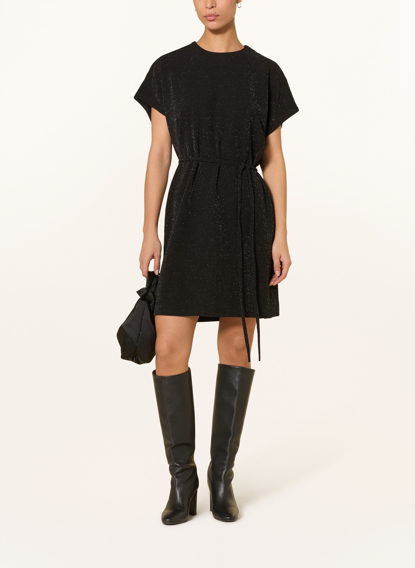 SELECTED Femme Cocktailkleid mit Glitzergarn: SCHWARZ