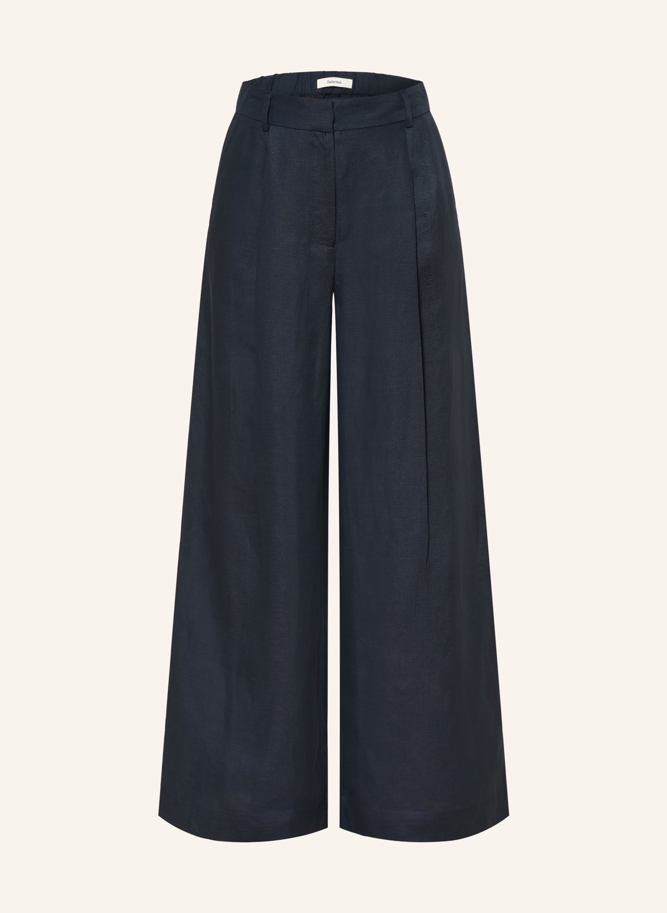 SELECTED Femme Marlenehose mit Leinen: DUNKELBLAU