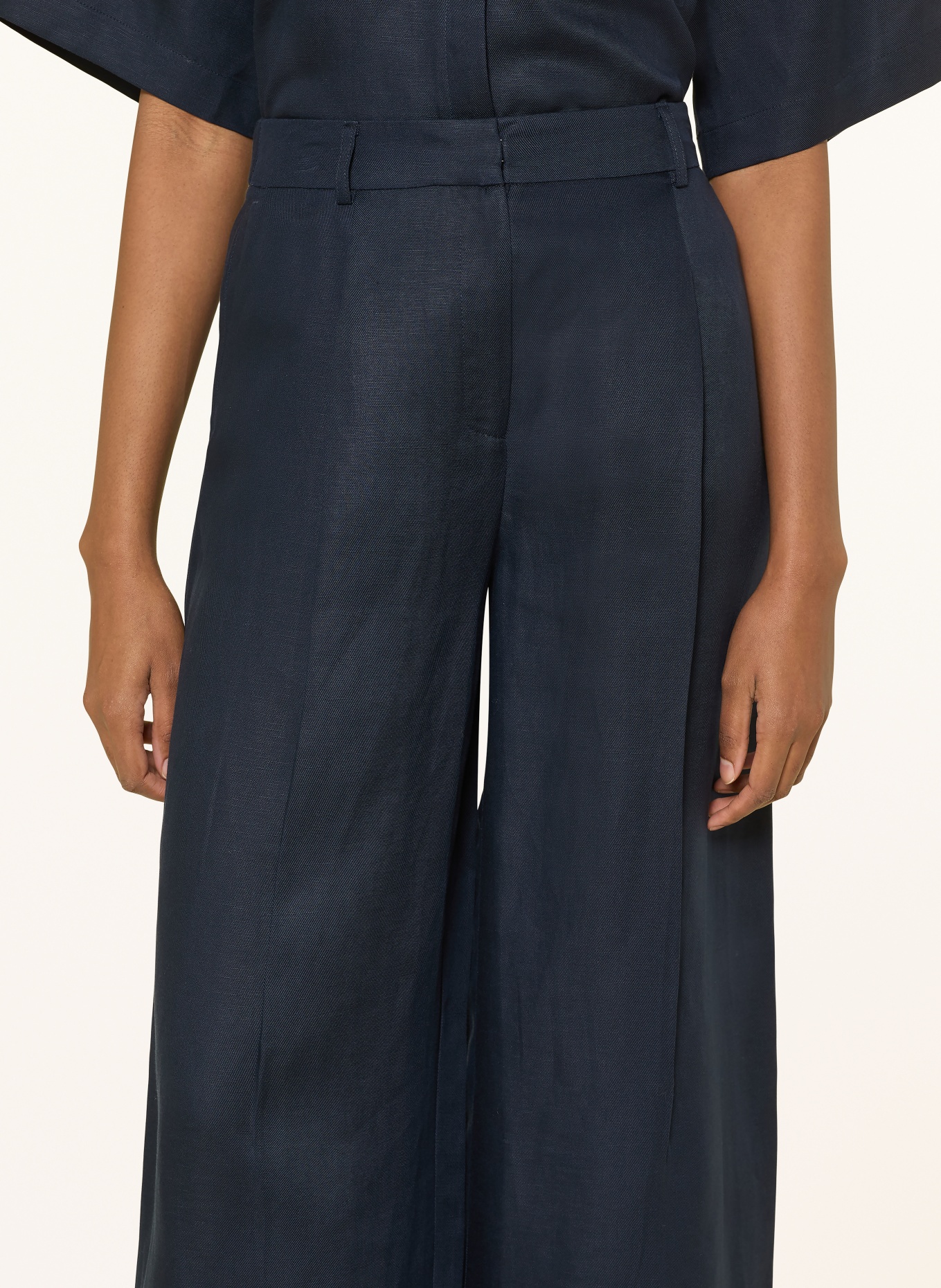 SELECTED Femme Marlenehose mit Leinen: DUNKELBLAU