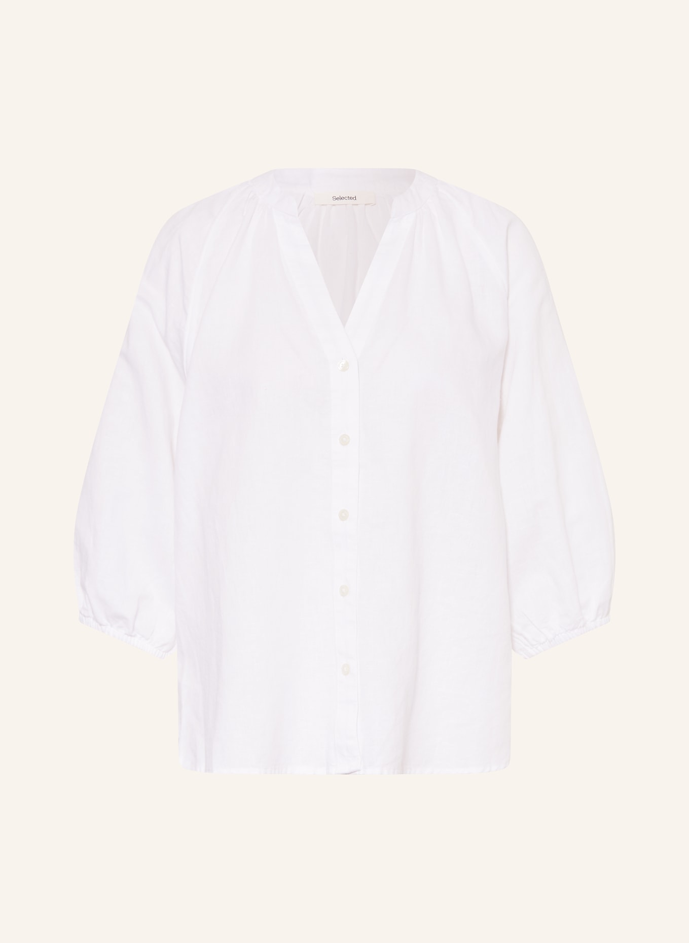 SELECTED Femme Bluzka z lnu z rękawami 3/4: BIAŁY