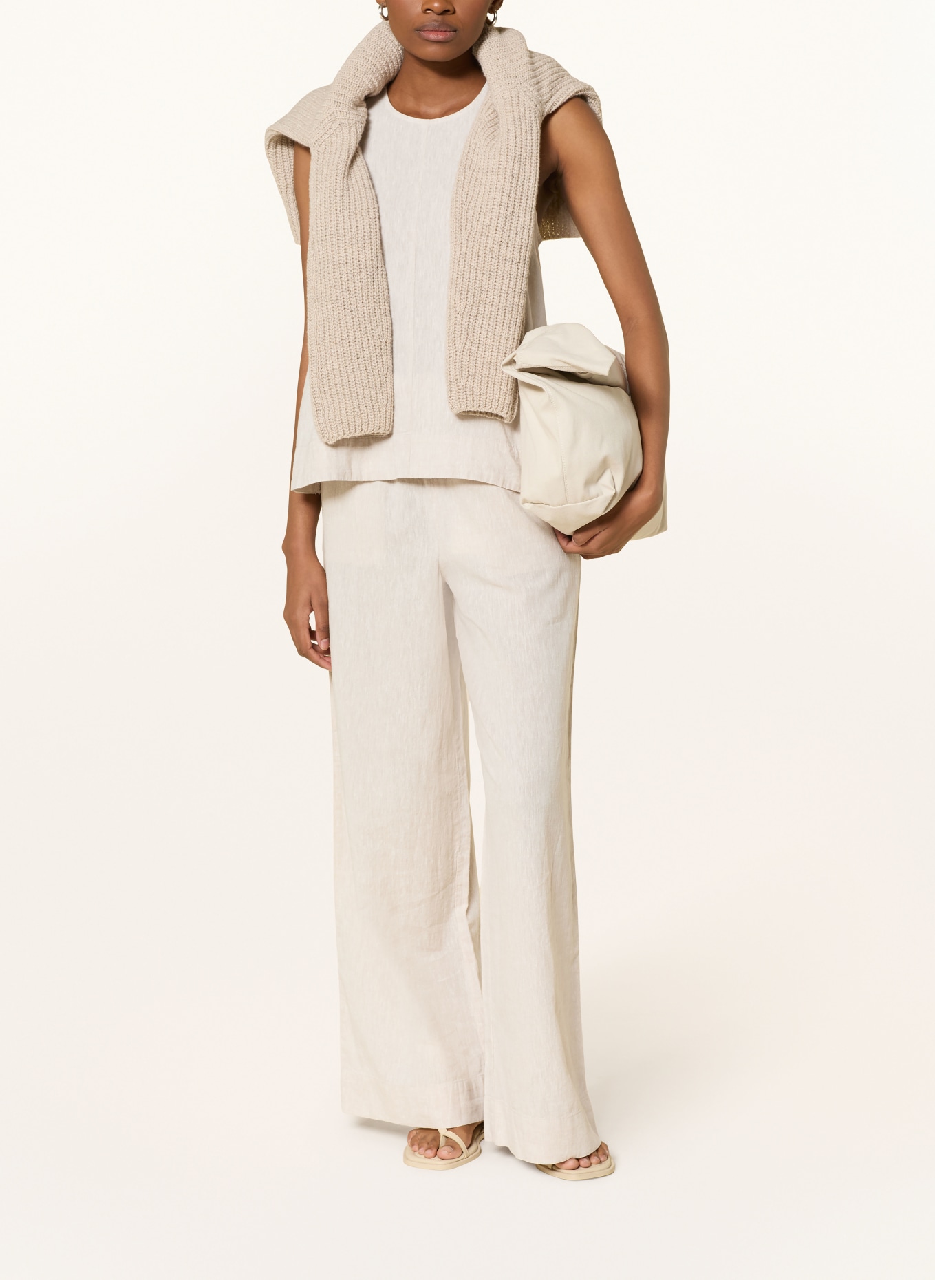 SELECTED Femme Pantalon Marlene en lin: ÉCRU