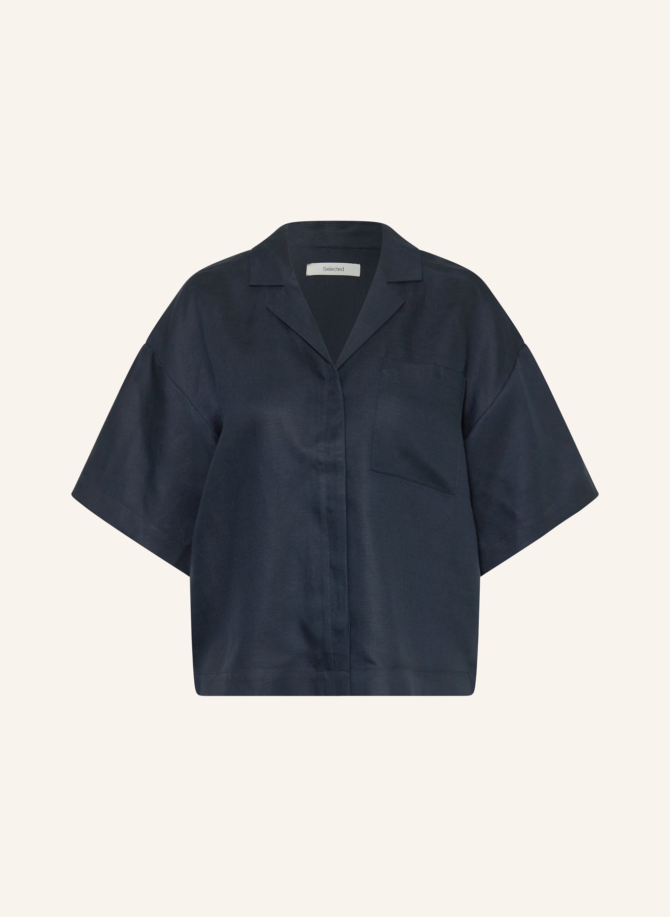SELECTED Femme Bluse mit Leinen: DUNKELBLAU