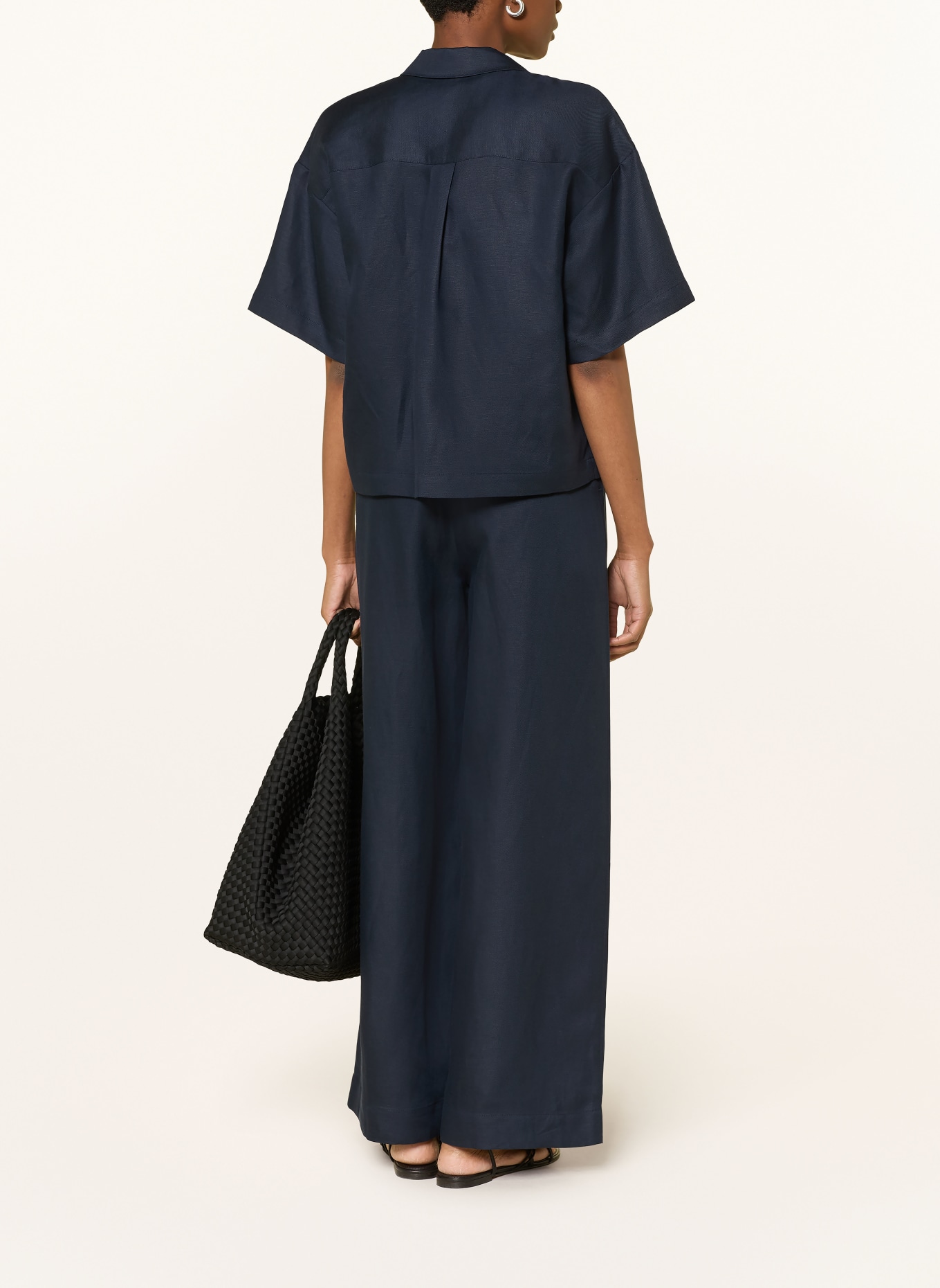 SELECTED Femme Bluse mit Leinen: DUNKELBLAU