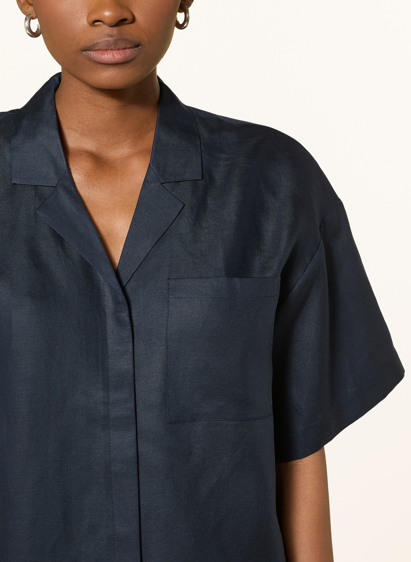 SELECTED Femme Bluse mit Leinen: DUNKELBLAU