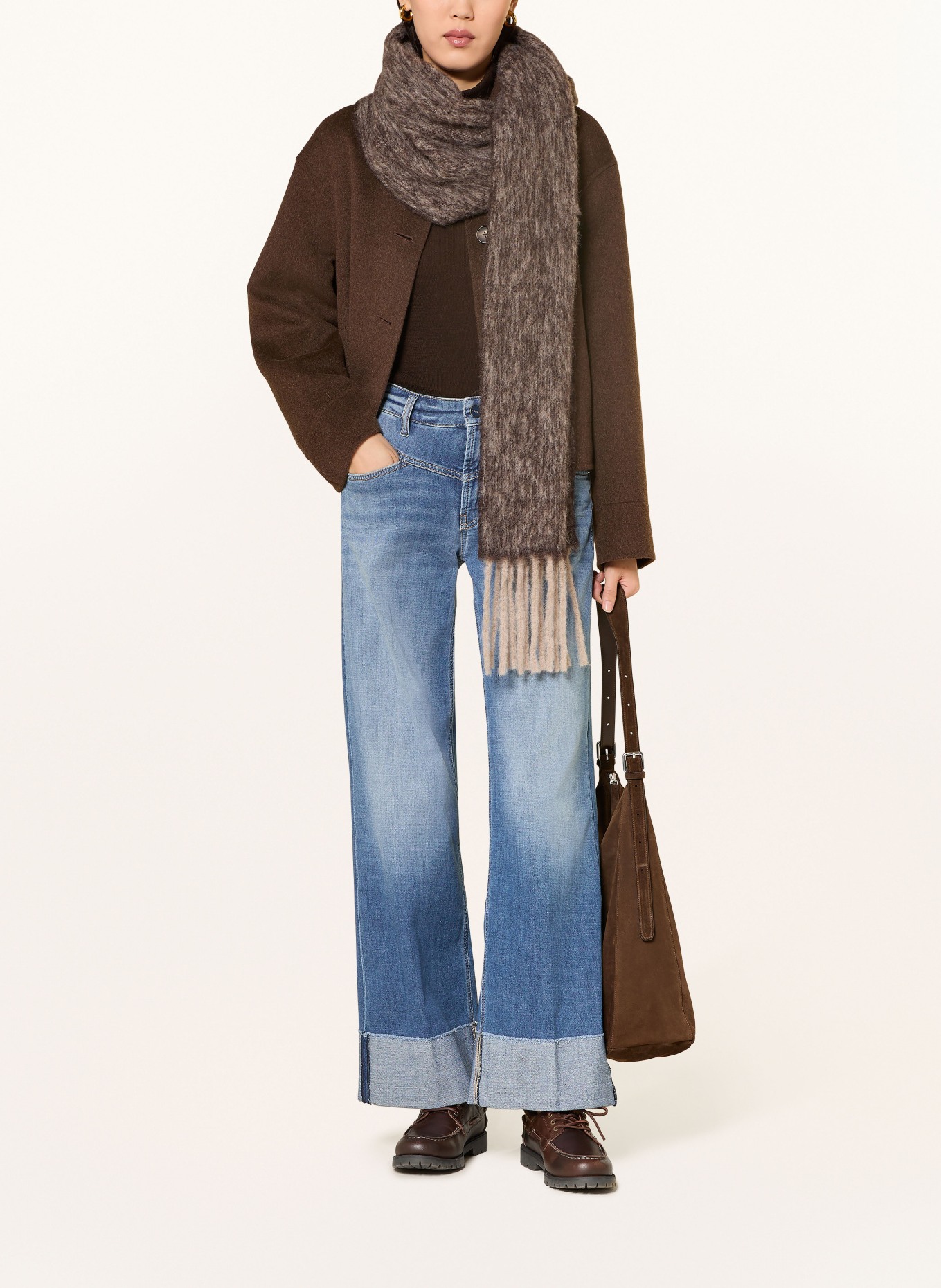 CAMBIO Flared Jeans ANTONIA: 5125 mid blue splinted cut hem