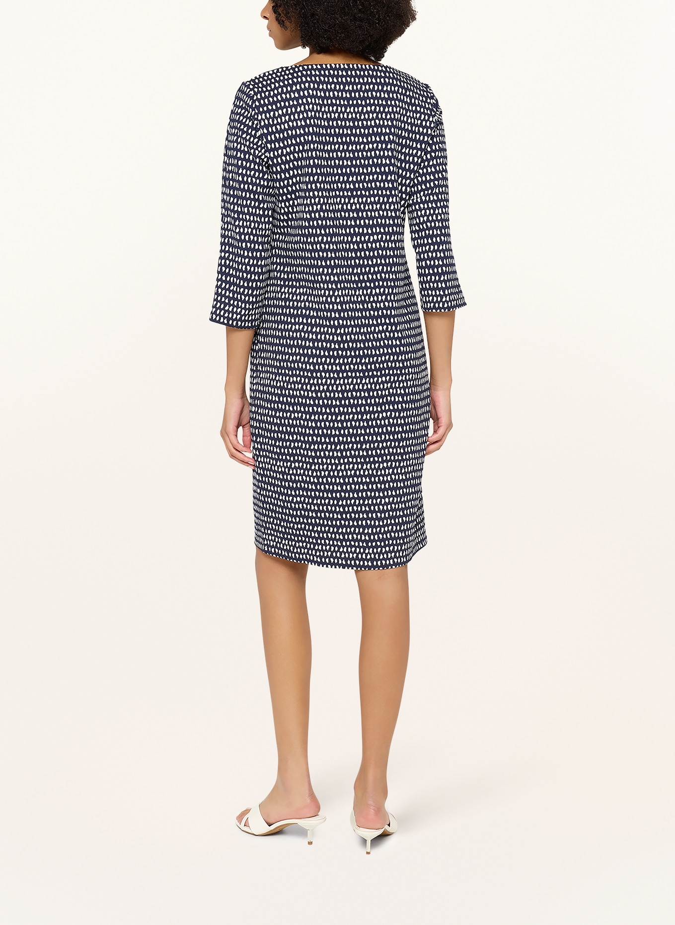 CARTOON Kleid mit 3/4-Arm: DUNKELBLAU / WEISS