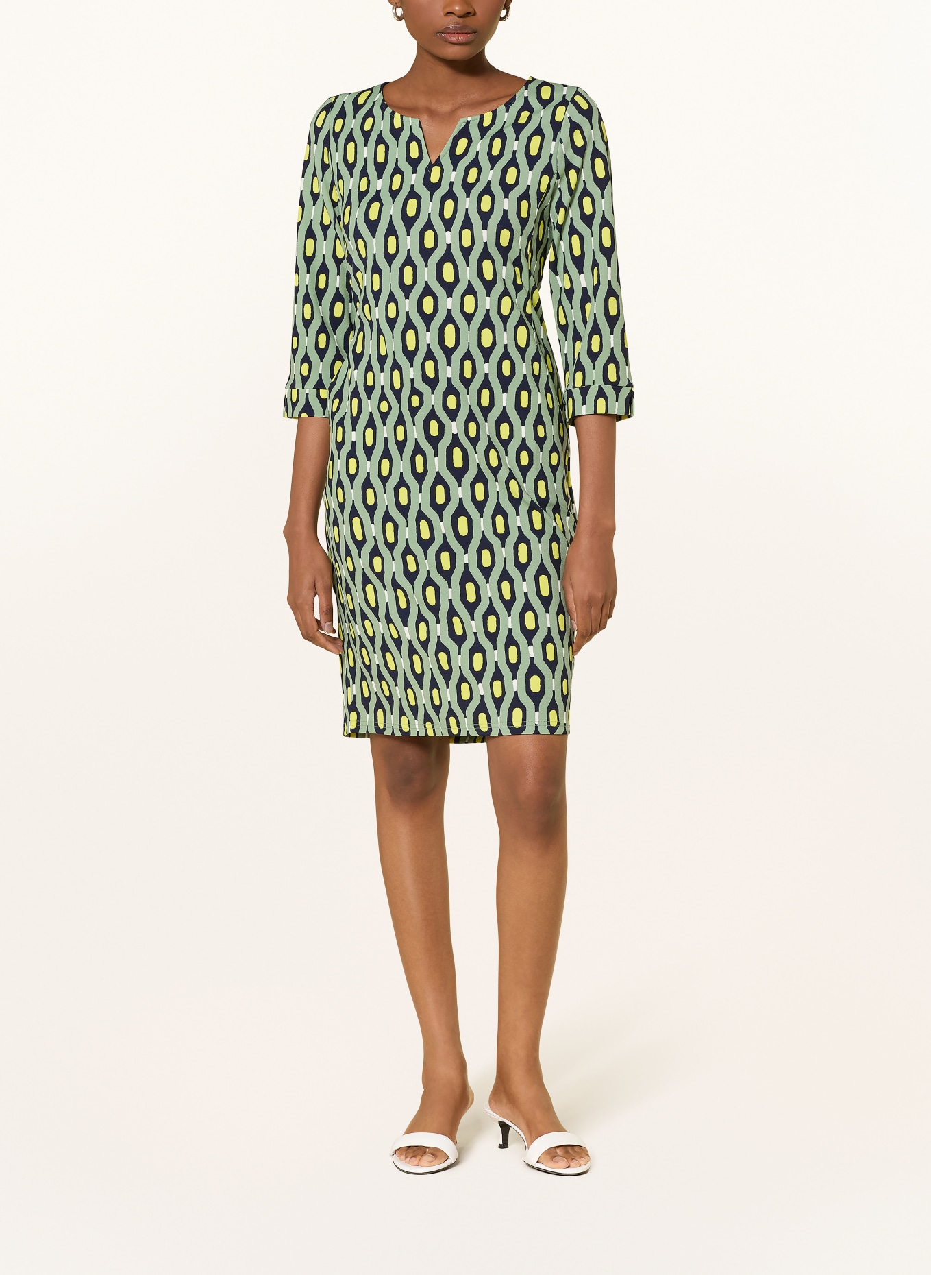 CARTOON Kleid mit 3/4-Arm: HELLGRÜN / NEONGELB / DUNKELBLAU