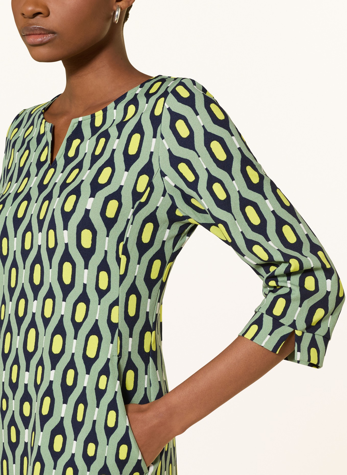 CARTOON Kleid mit 3/4-Arm: HELLGRÜN / NEONGELB / DUNKELBLAU