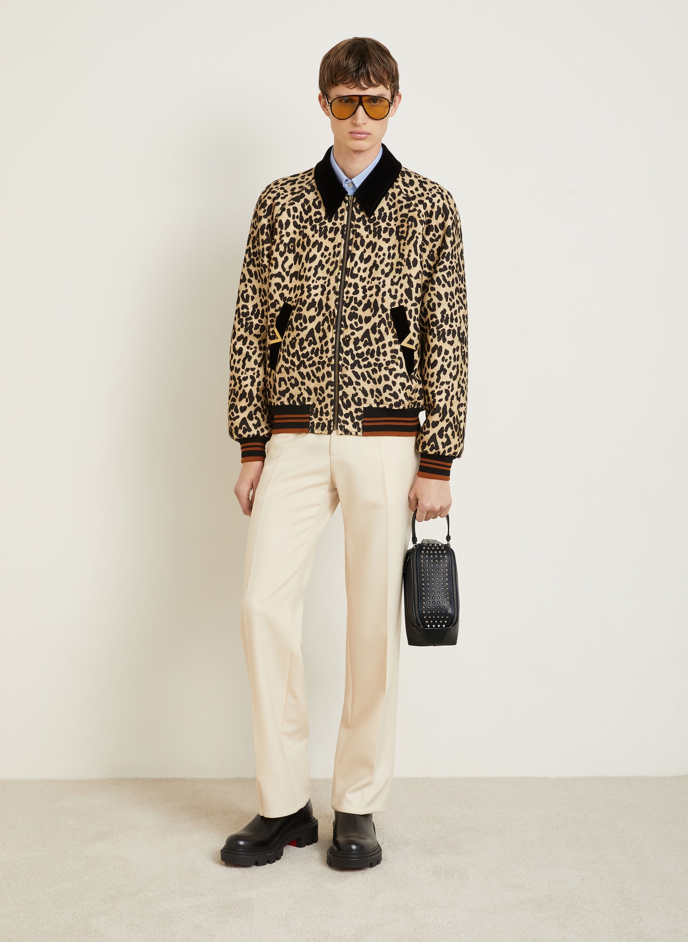 Christian Louboutin Clutch FUNKY TRAVEL POUCH with studs: BLACK / SILVER