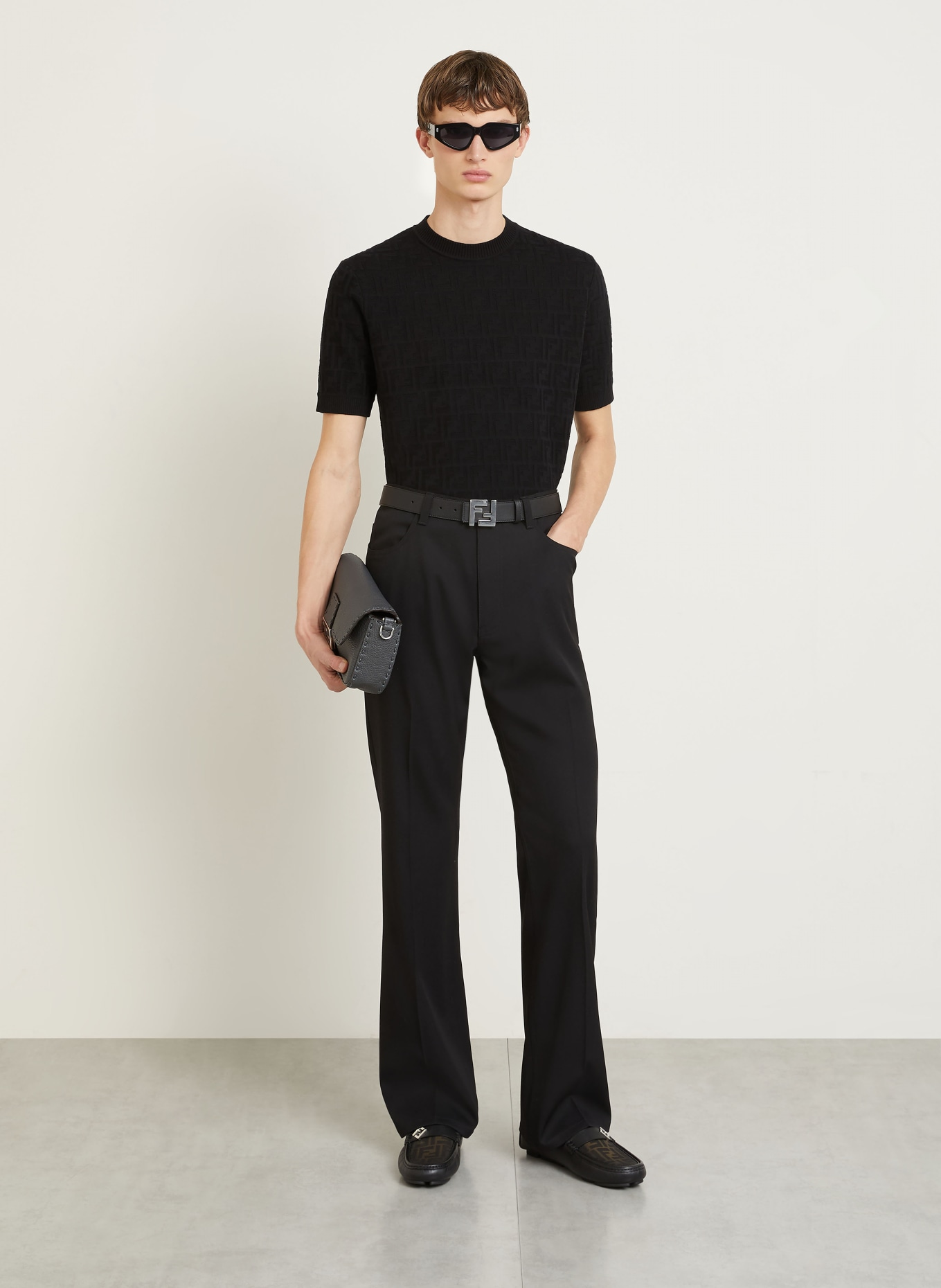 FENDI koszulka z dzianiny: CZARNY