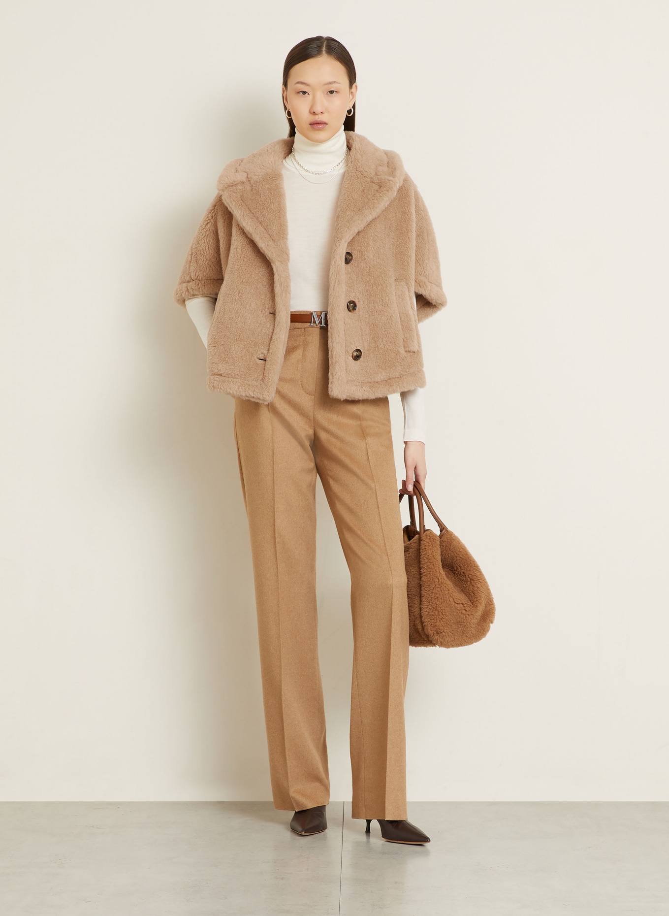Max Mara Teddyfell-Cape CORVINO mit Alpaka: CAMEL