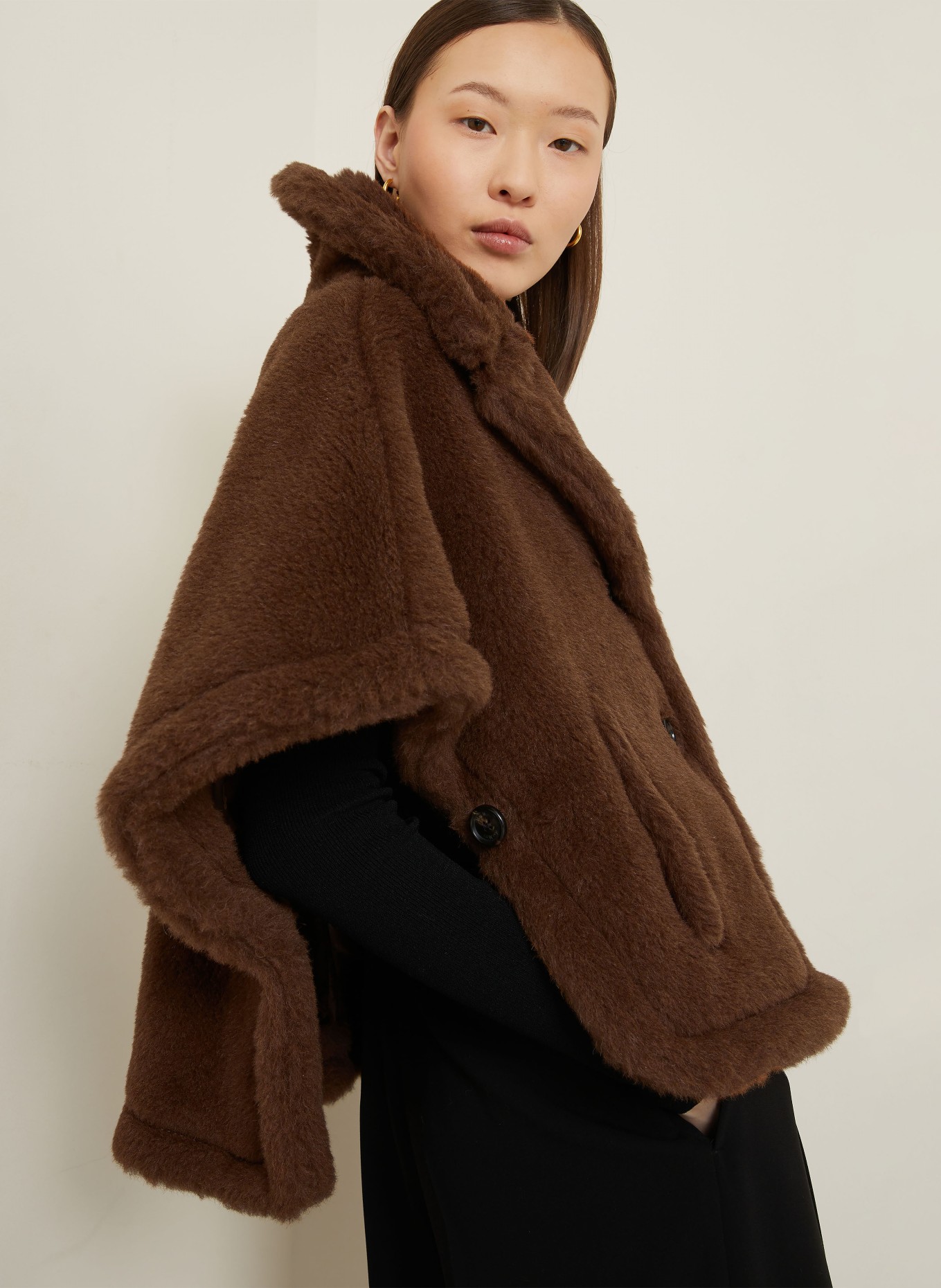 Max Mara Teddyfell-Cape CORVINO mit Alpaka: BRAUN