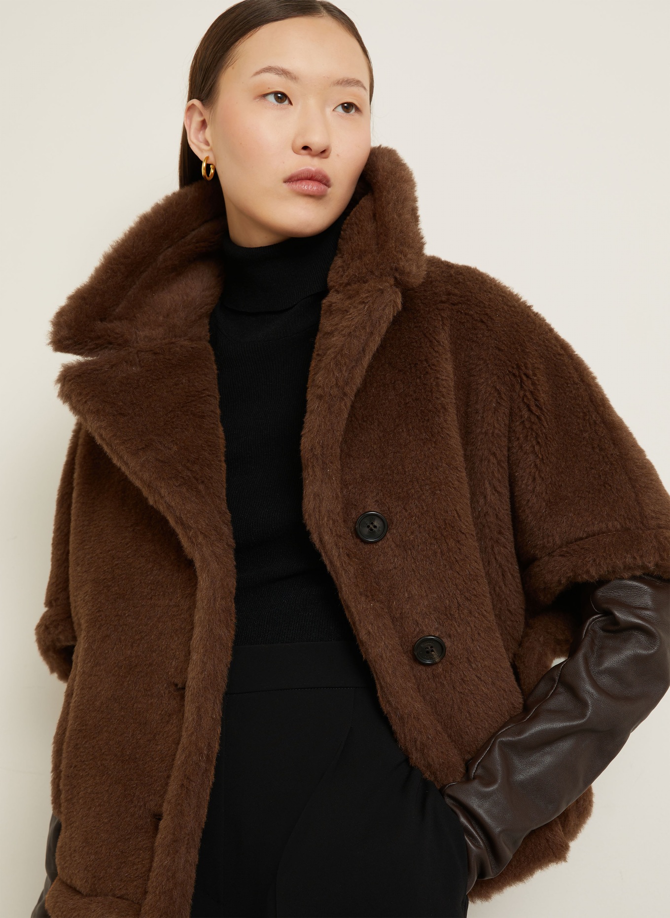 Max Mara Teddyfell-Cape CORVINO mit Alpaka: BRAUN