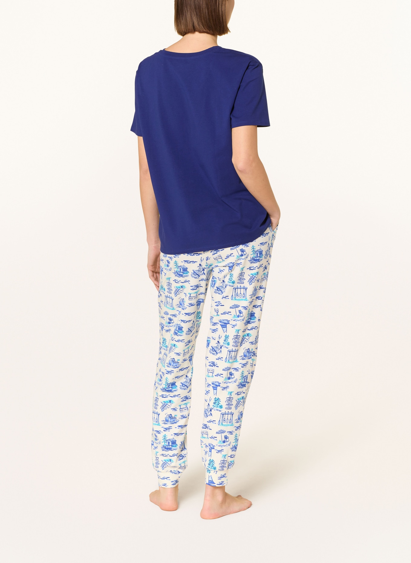 JOCKEY Schlafhose: CREME / TÜRKIS / BLAU