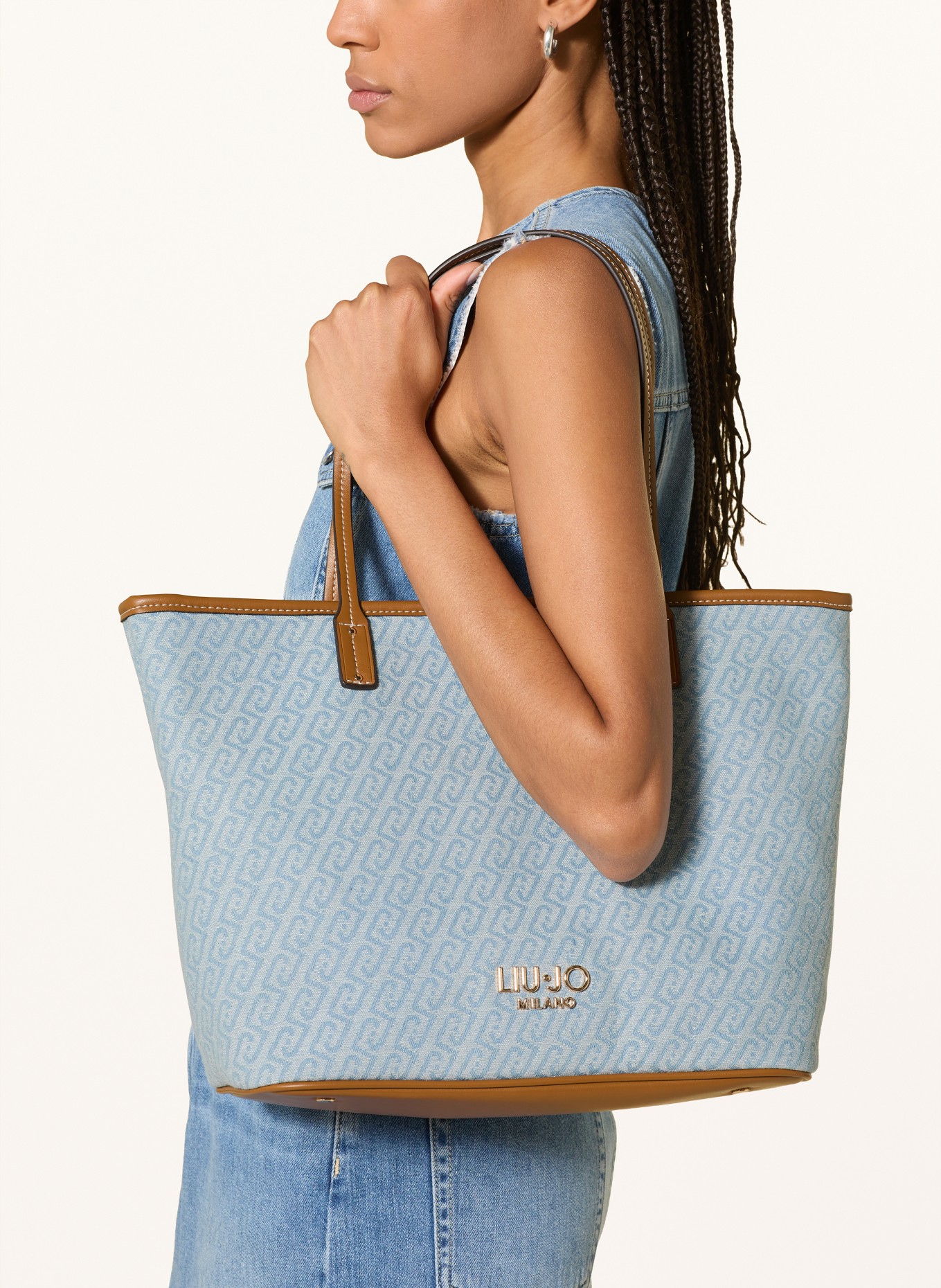 LIU JO shopper: LIGHT BLUE / GOLD / BROWN