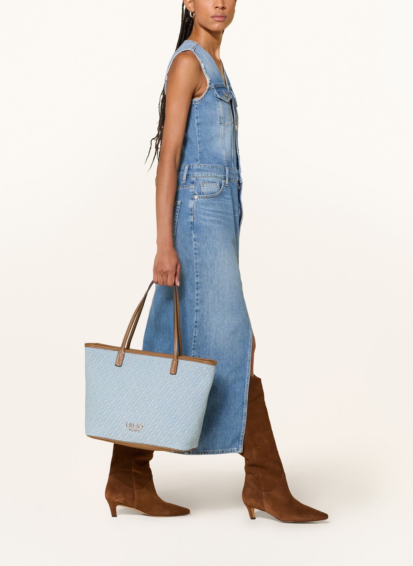 LIU JO shopper: LIGHT BLUE / GOLD / BROWN