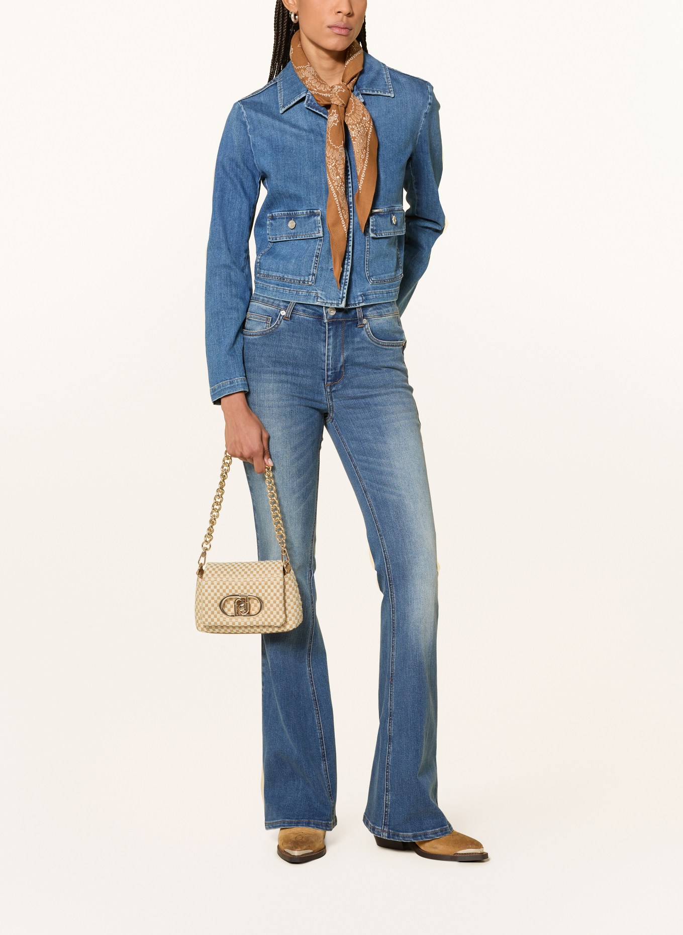 LIU JO shoulder bag: COGNAC / GOLD / CREAM