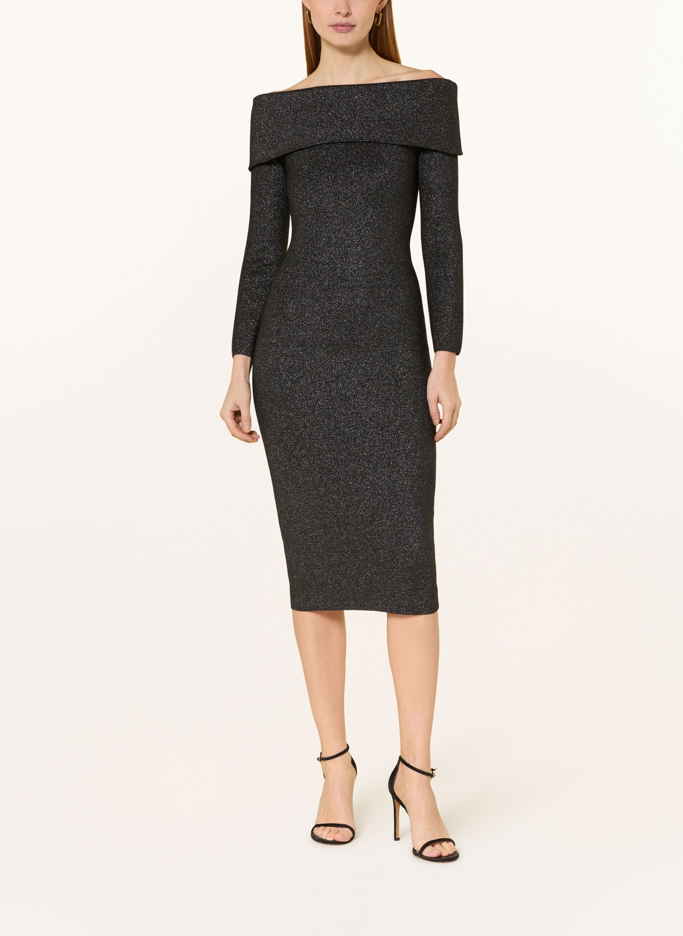 MALINA Off-Shoulder-Kleid ADALINA mit Glitzergarn: SCHWARZ