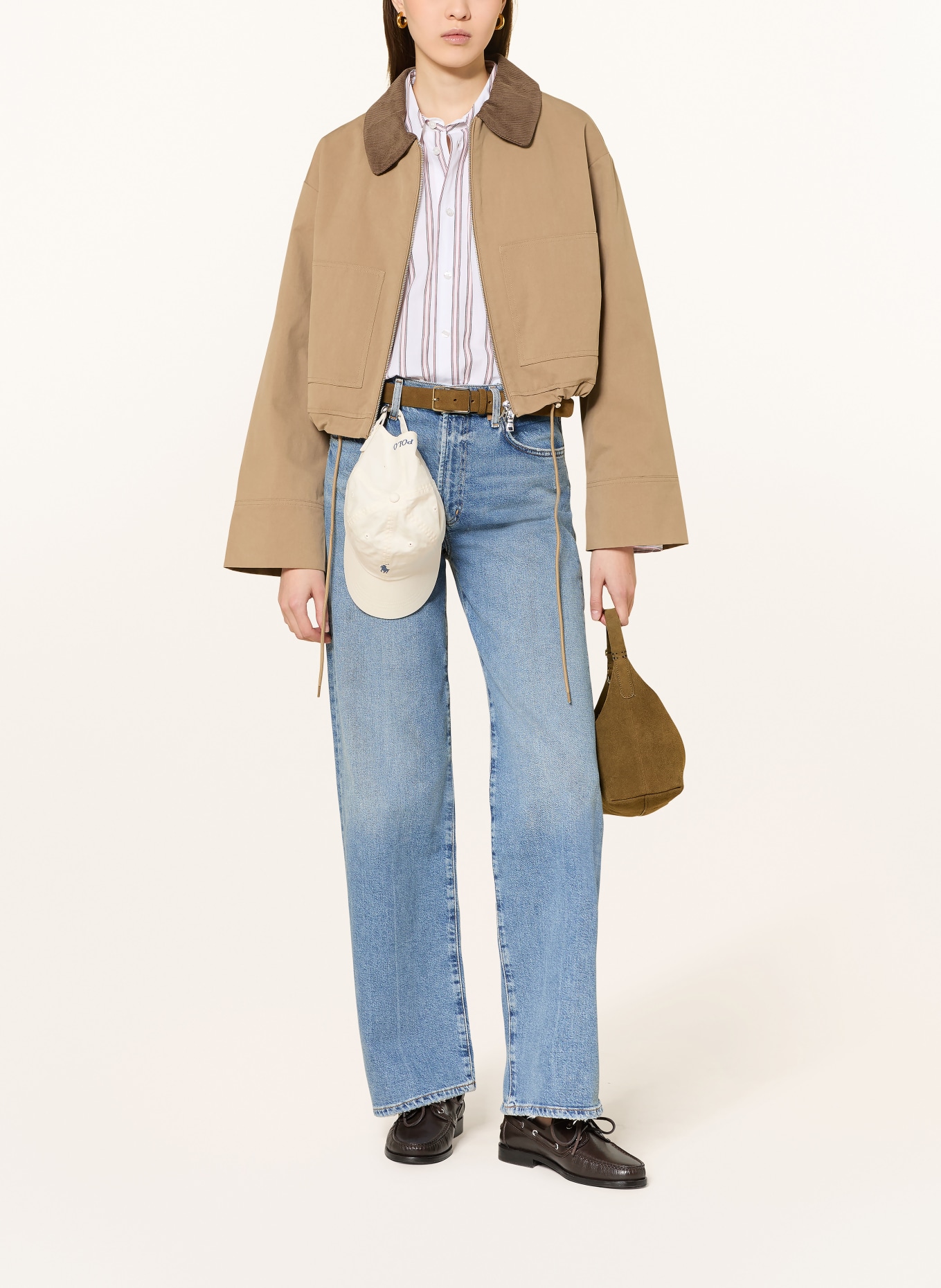 MRS & HUGS Kastenjacke mit Cord: KHAKI