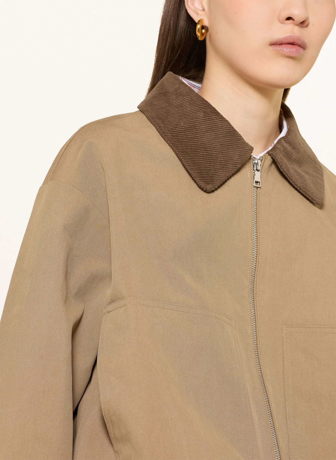 MRS & HUGS Kastenjacke mit Cord: KHAKI