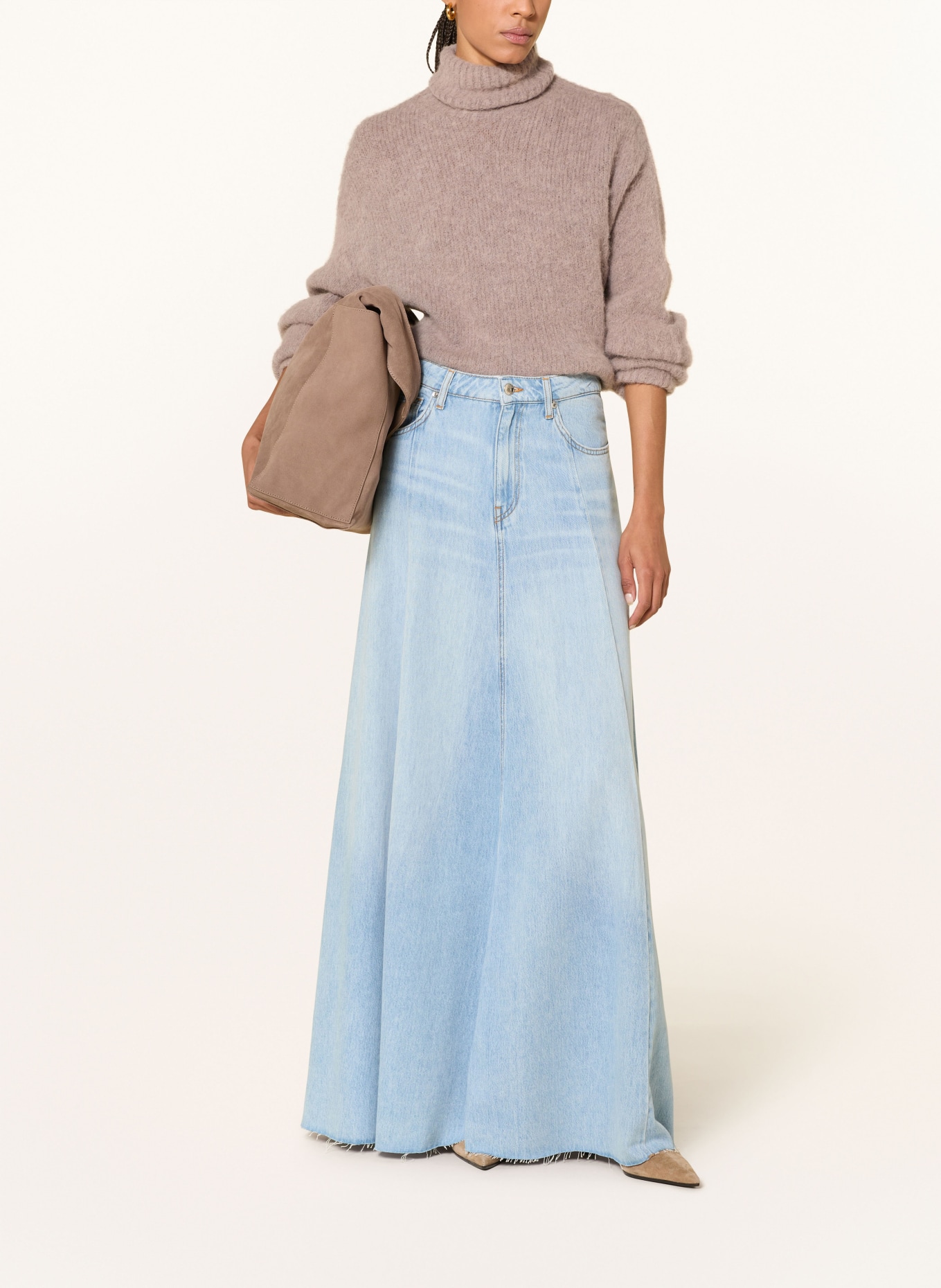 LIU JO Jeansrock mit Schmucksteinen: HELLBLAU