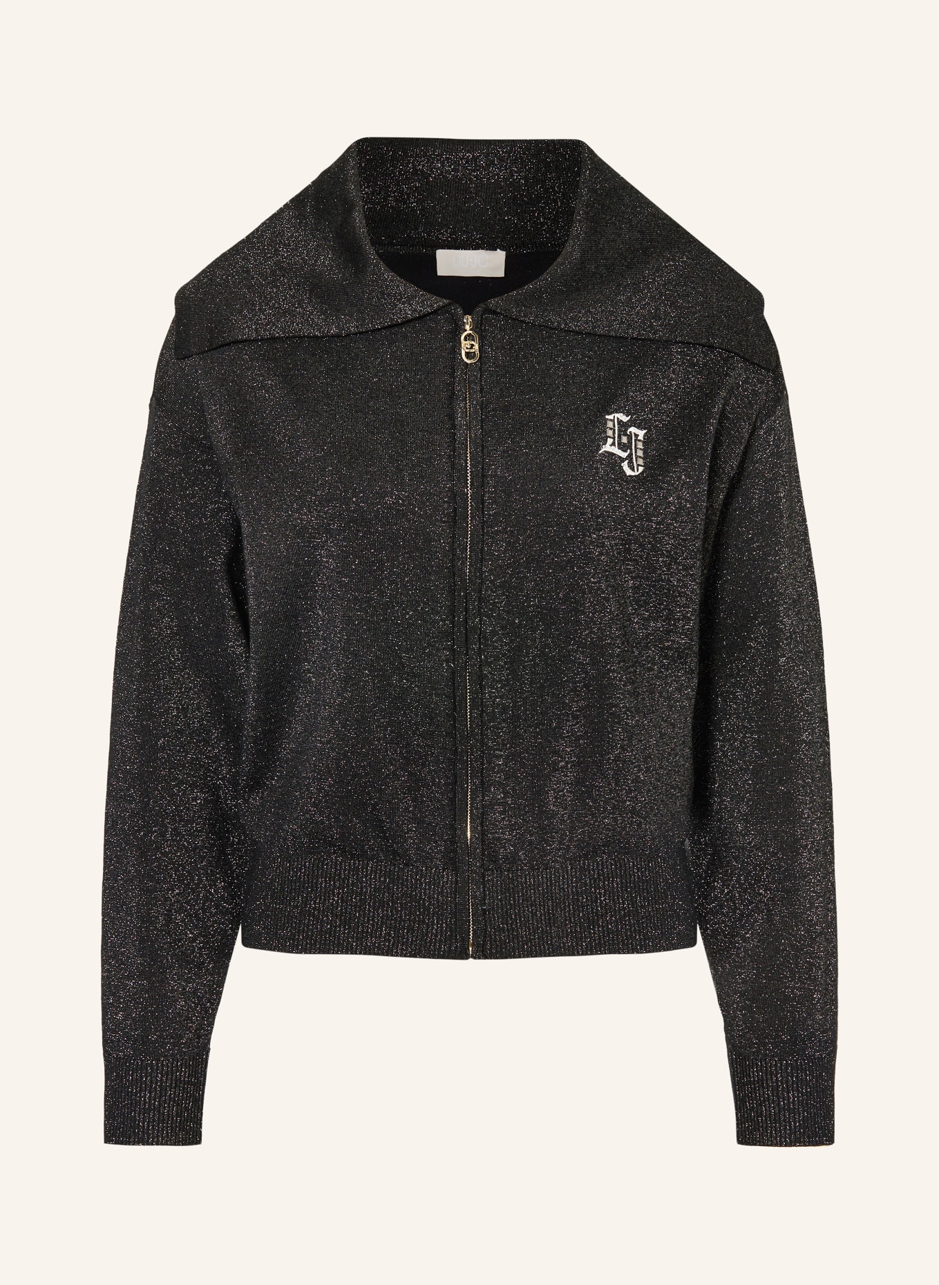 LIU JO Set: Mesh-Top und Strickjacke mit Glitzergarn: SCHWARZ