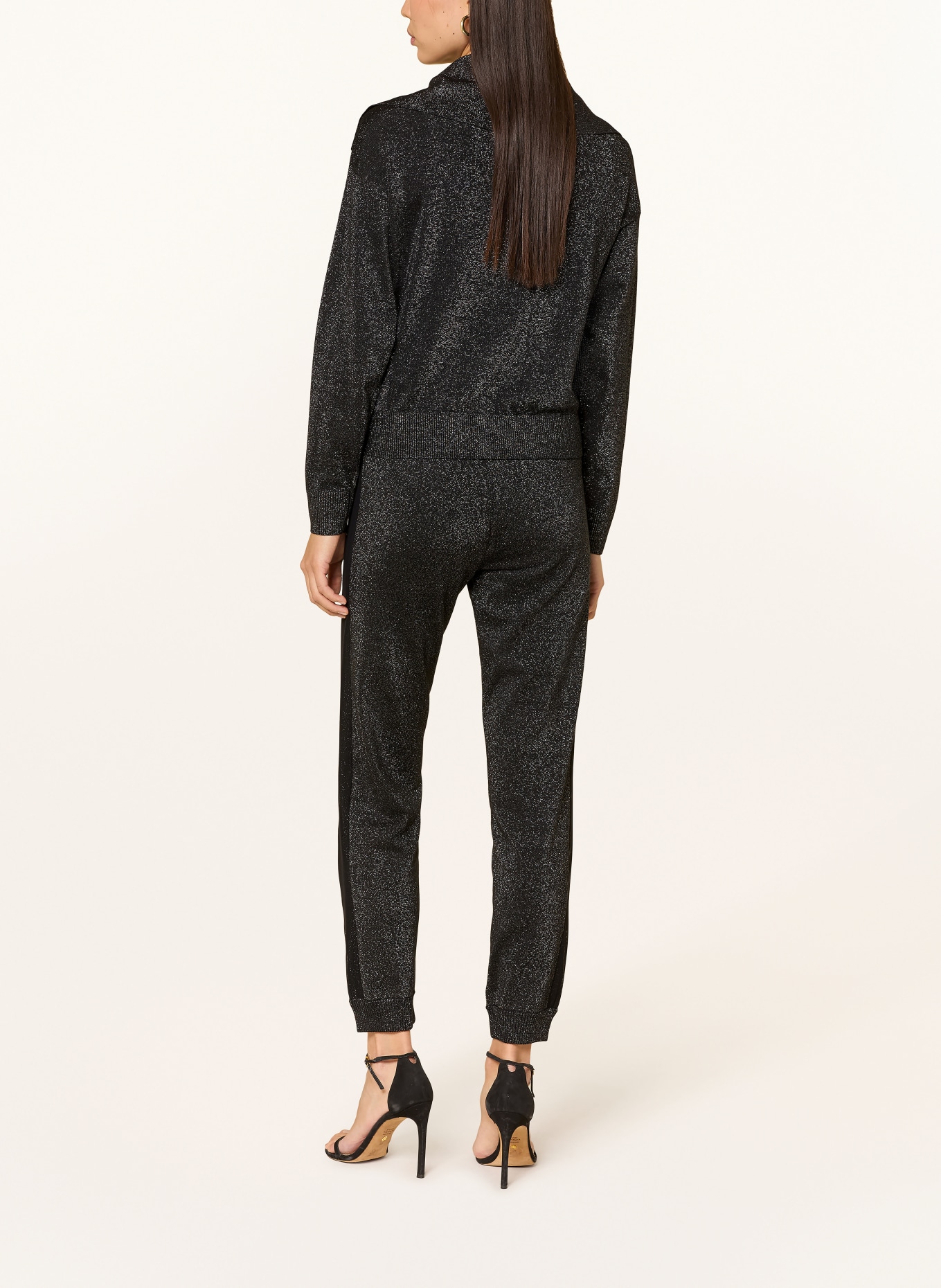 LIU JO Set: Mesh-Top und Strickjacke mit Glitzergarn: SCHWARZ