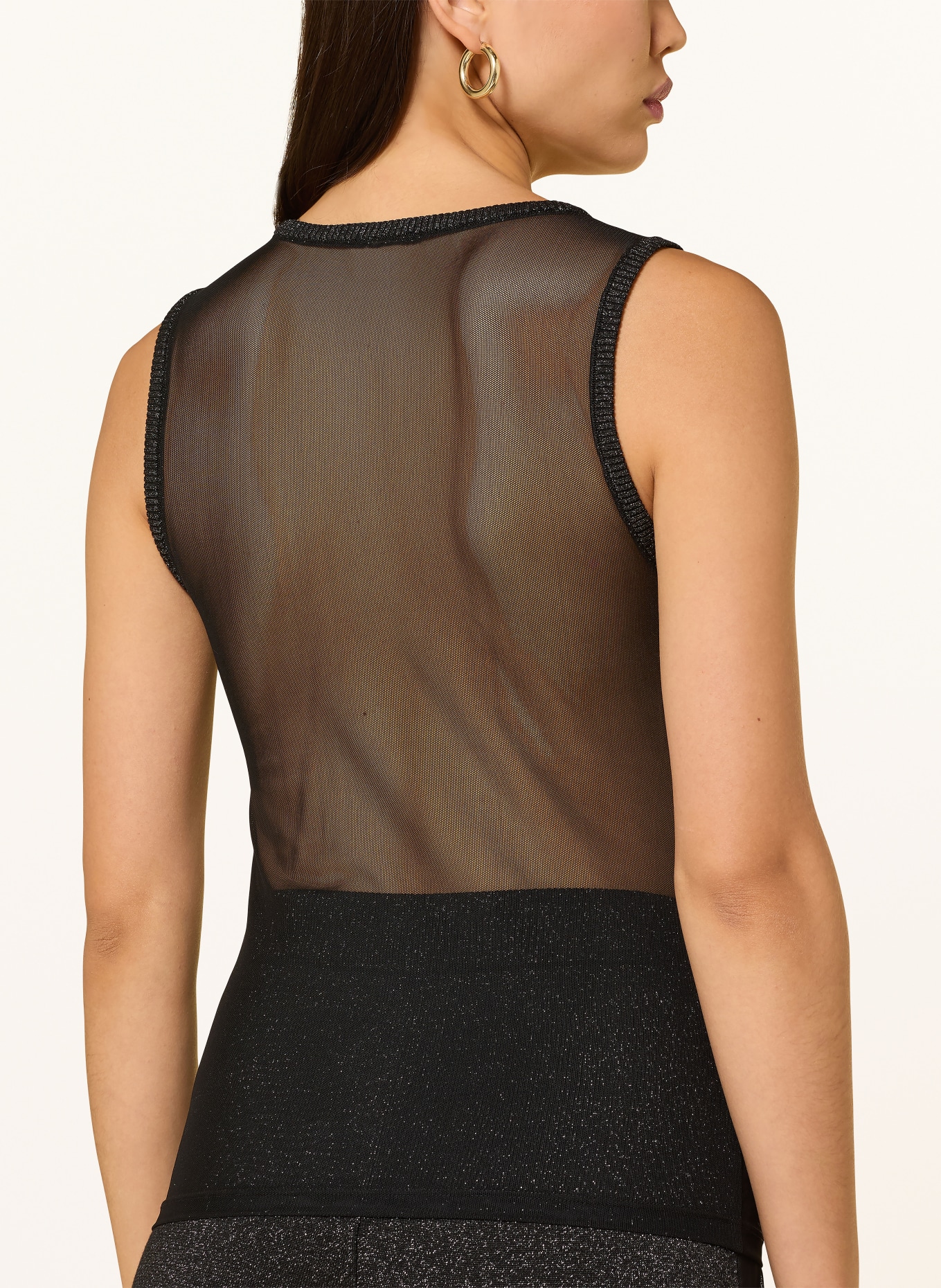 LIU JO Set: Mesh-Top und Strickjacke mit Glitzergarn: SCHWARZ