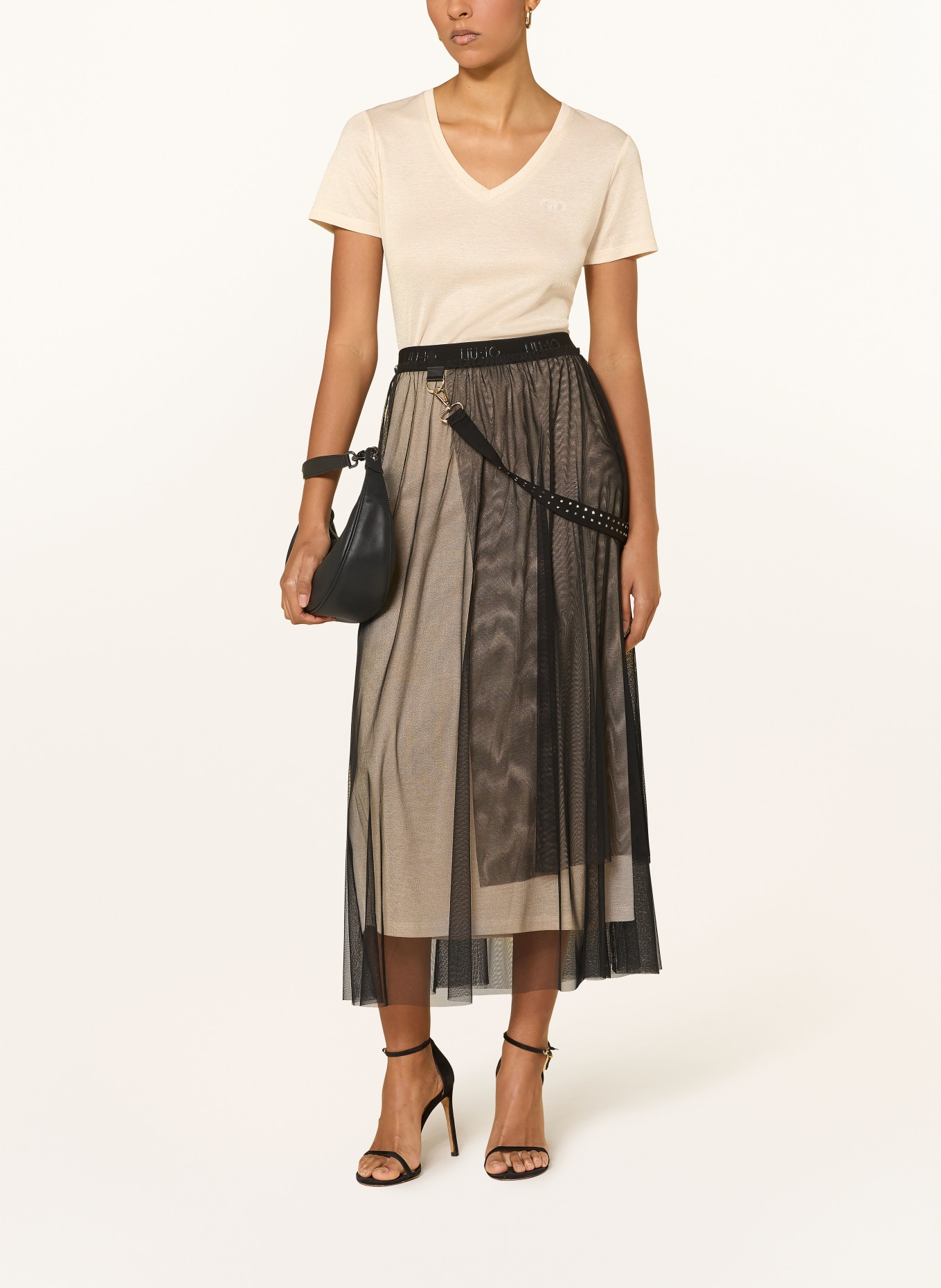 LIU JO Strickshirt: ECRU / GOLD