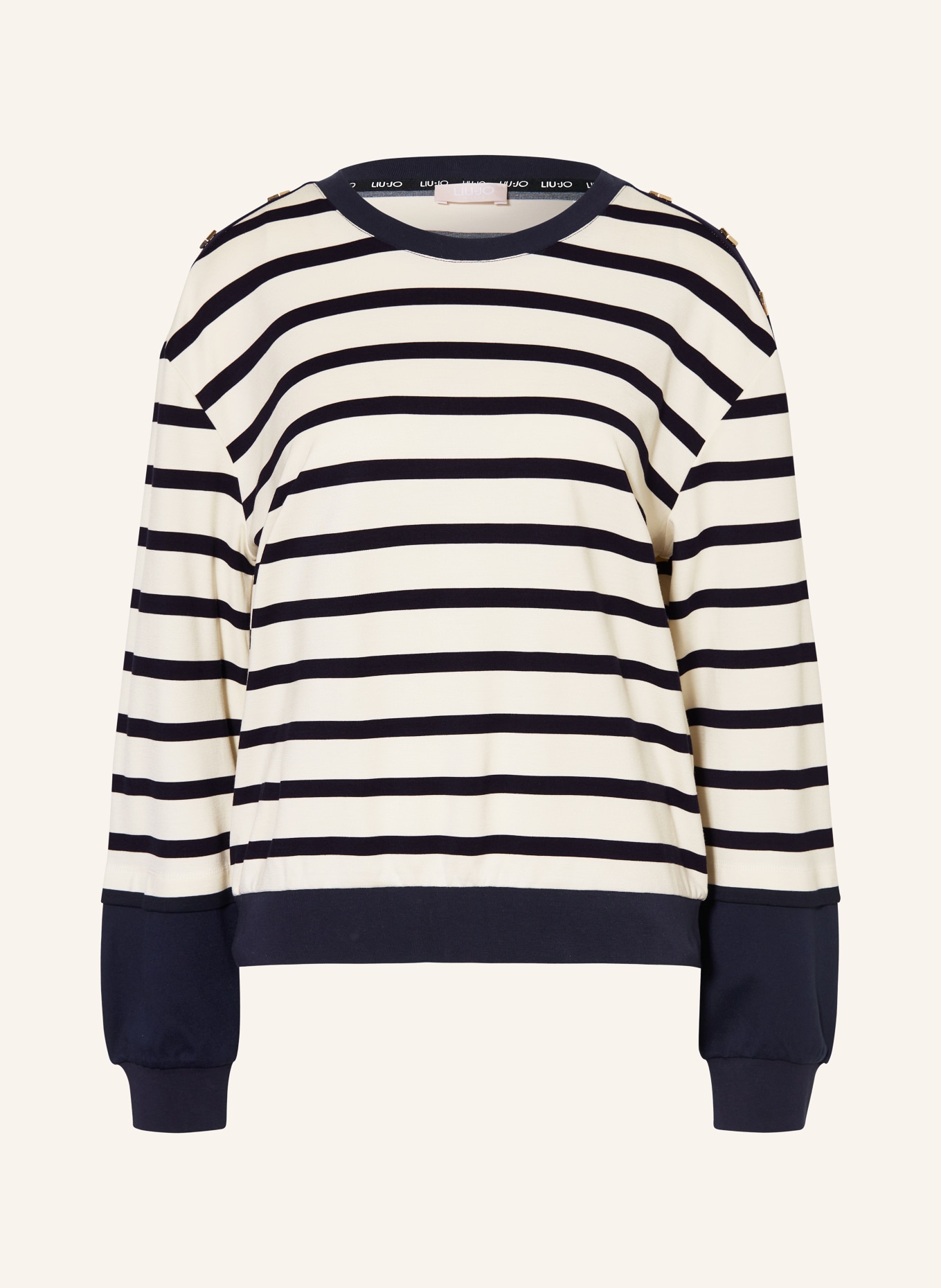 LIU JO sweatshirt: ECRU / DARK BLUE