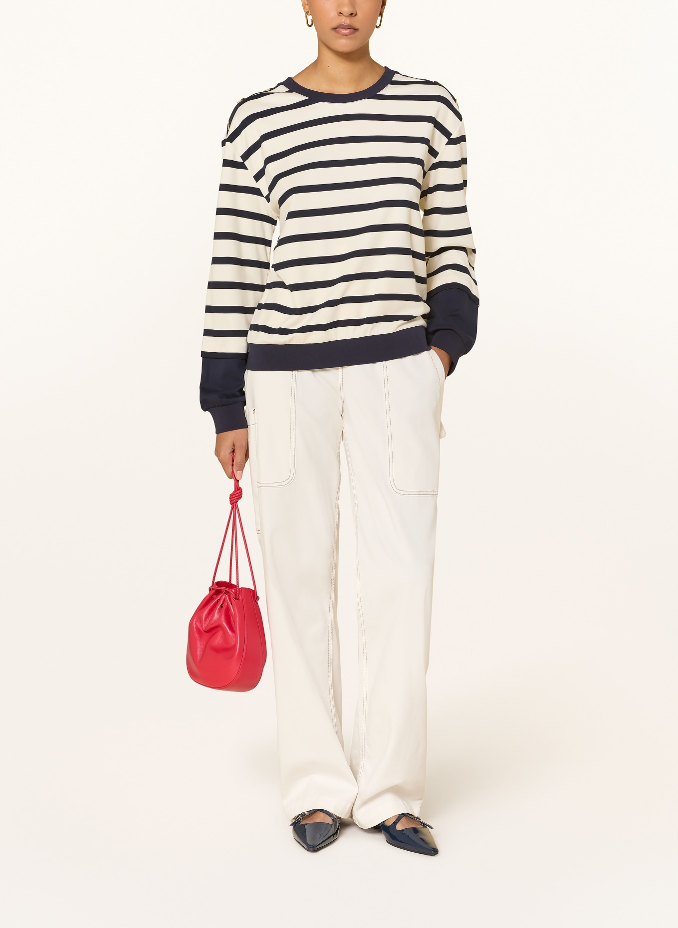 LIU JO sweatshirt: ECRU / DARK BLUE