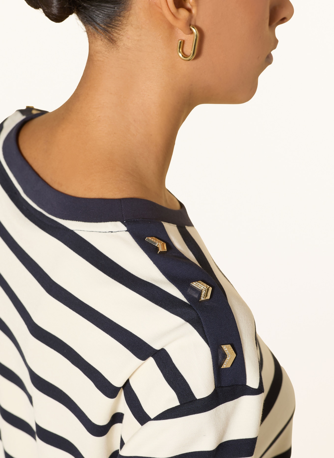 LIU JO sweatshirt: ECRU / DARK BLUE