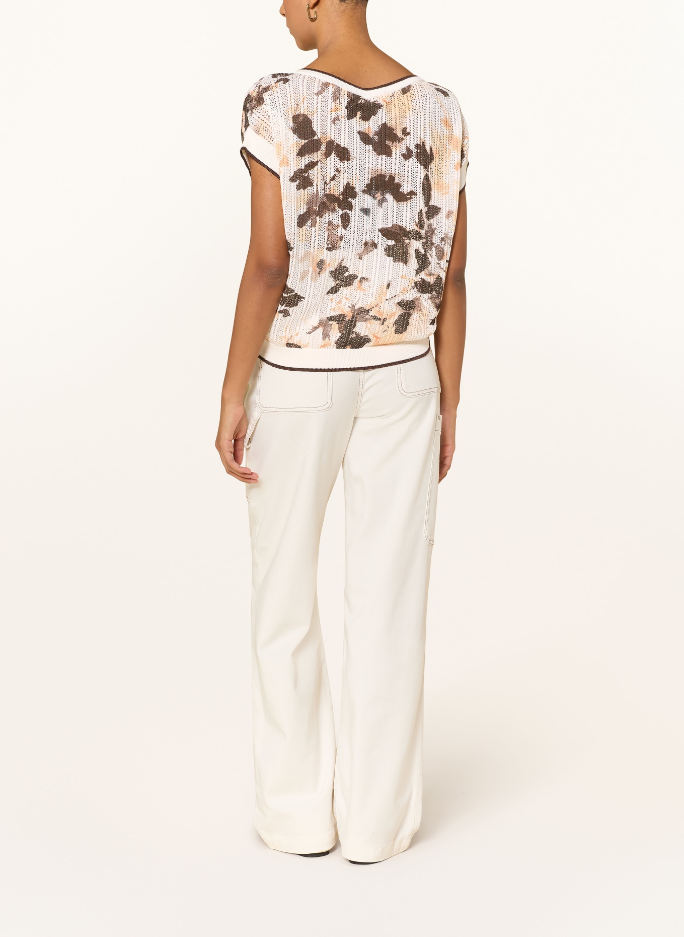 LIU JO knit shirt: CREAM / DARK BROWN / LIGHT ORANGE