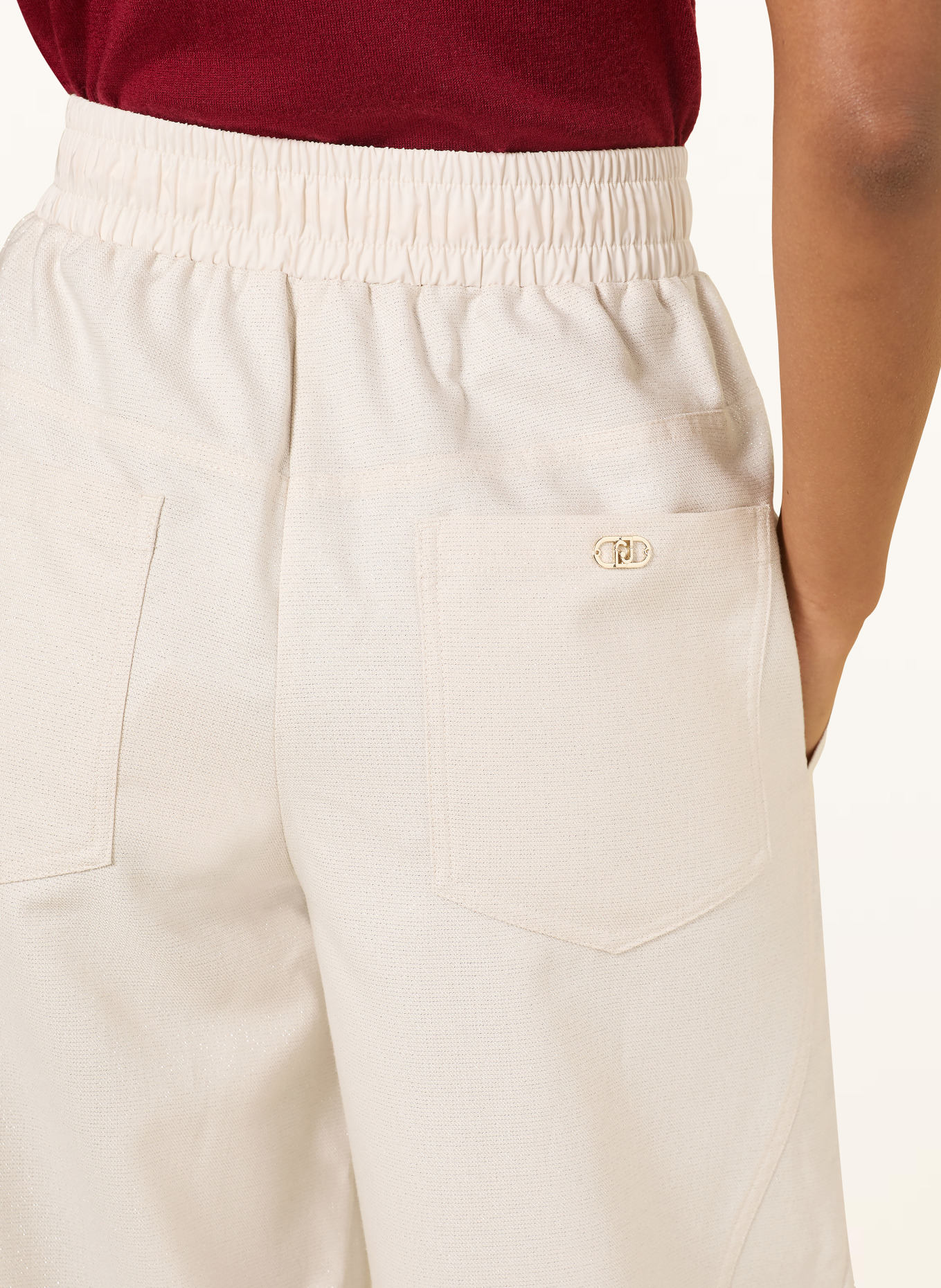 LIU JO Sweatpants mit Glitzergarn: ECRU / SILBER