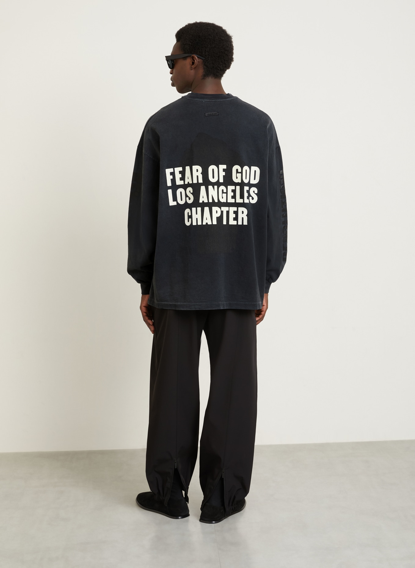FEAR OF GOD Oversized-Longsleeve: DUNKELGRAU / WEISS