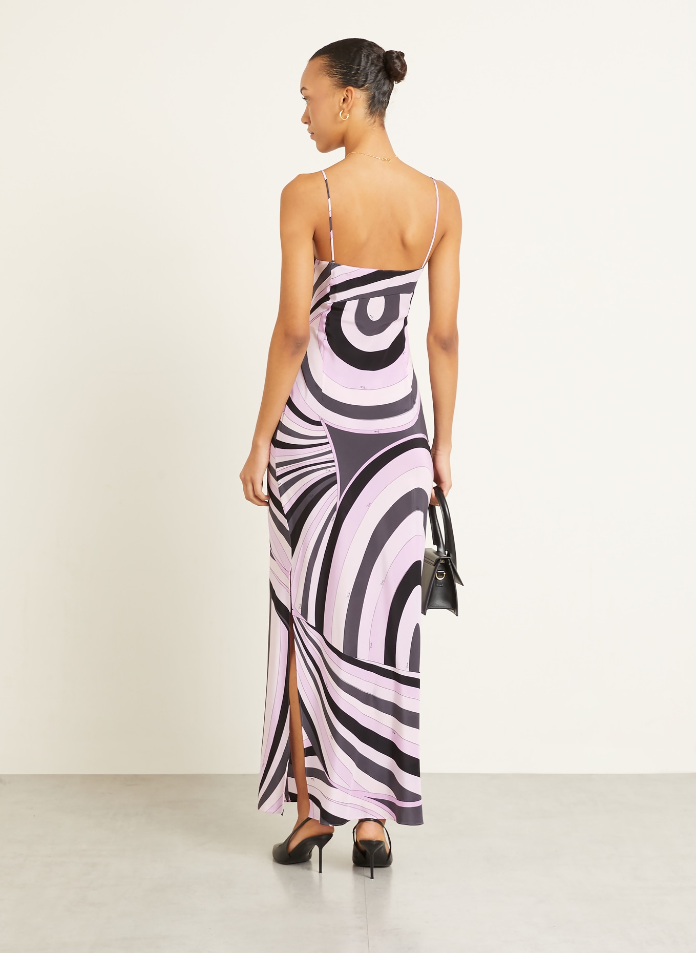 PUCCI Seidenkleid: HELLLILA / DUNKELGRAU / SCHWARZ