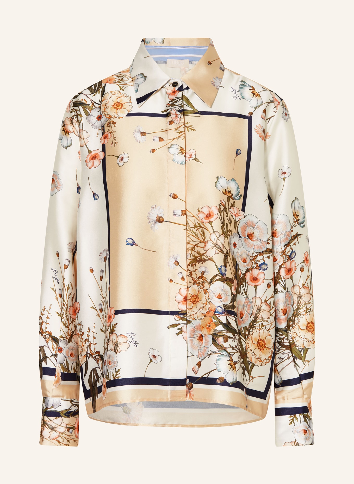 LIU JO košile: TMAVĚ ORANŽOVÁ / KRÉMOVÁ / TMAVĚ MODRÁ