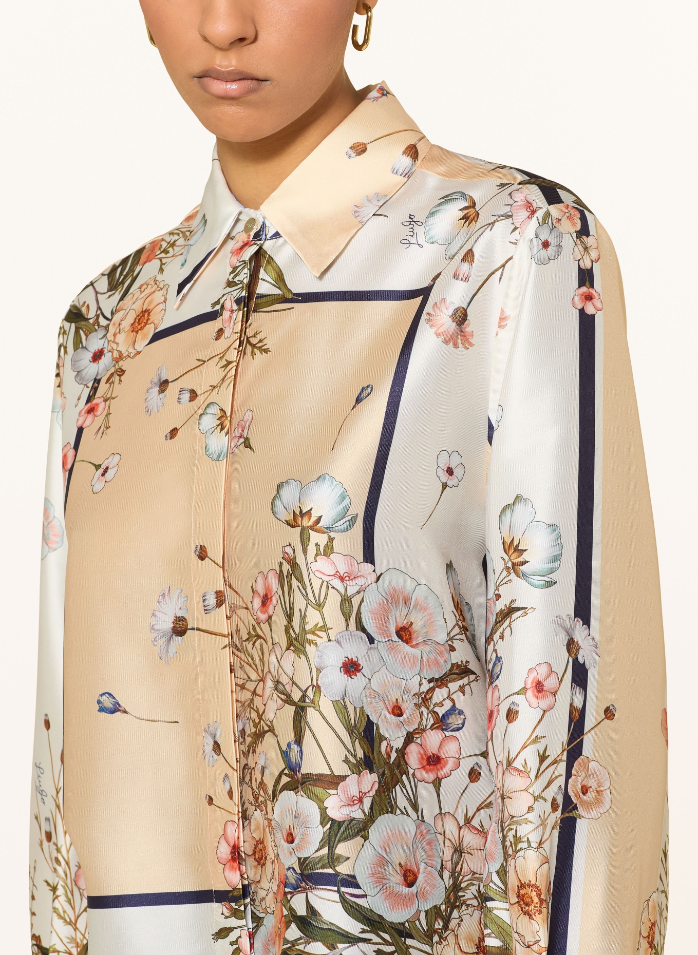 LIU JO košile: TMAVĚ ORANŽOVÁ / KRÉMOVÁ / TMAVĚ MODRÁ