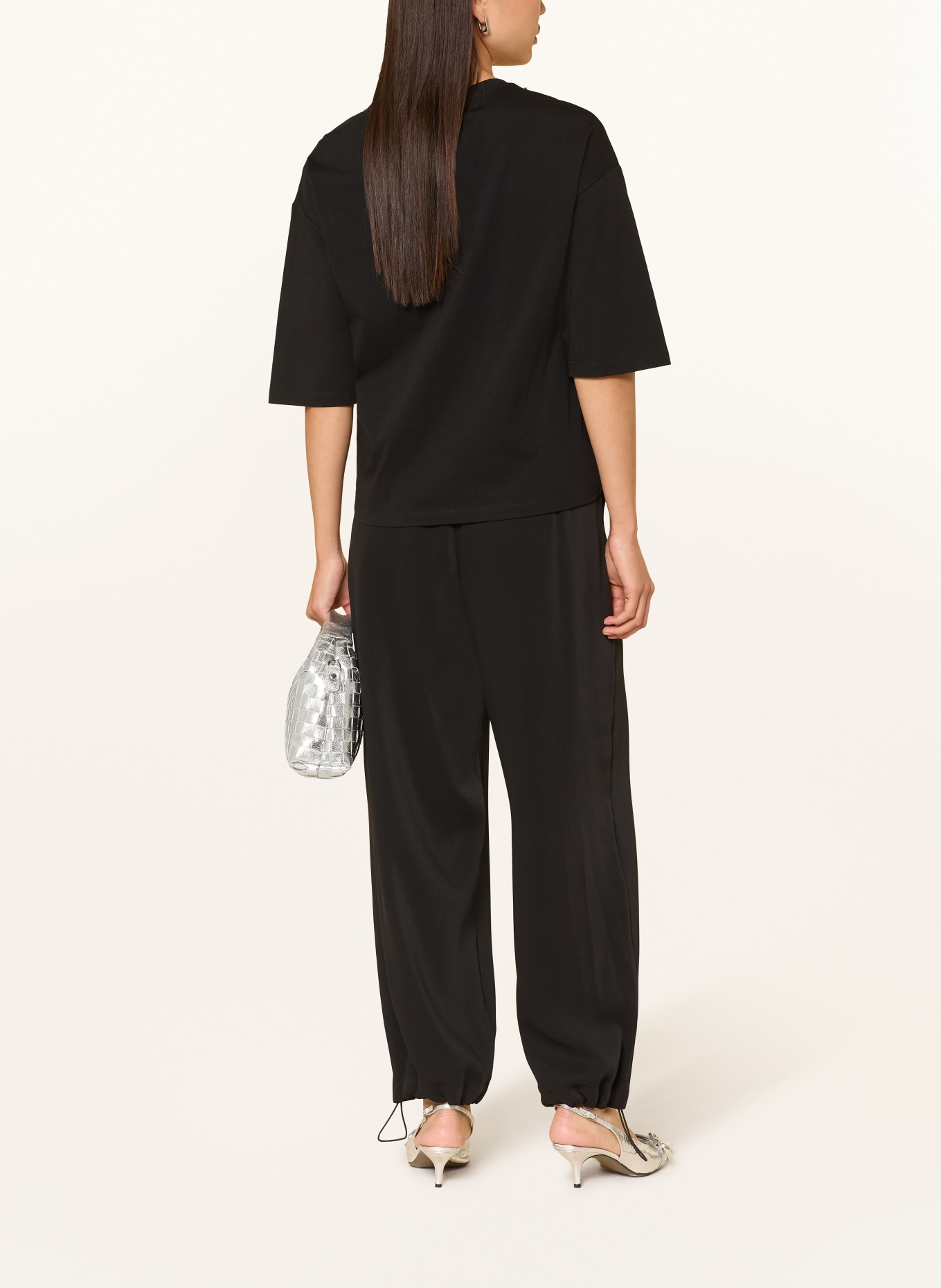 LIU JO T-shirt with 3/4 sleeves and gemstones: BLACK