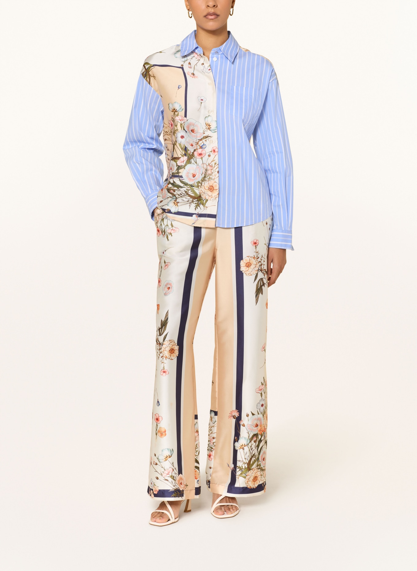 LIU JO Marlenehose: CREME / HELLORANGE / DUNKELBLAU