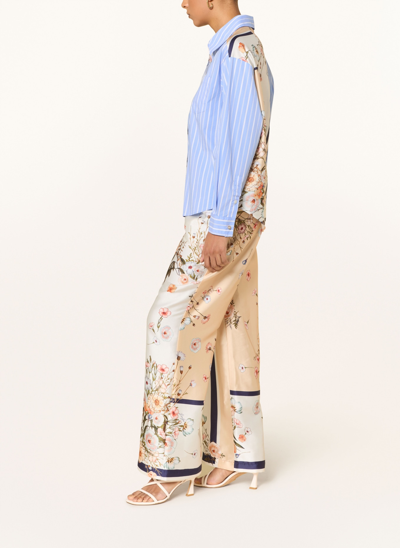 LIU JO Marlenehose: CREME / HELLORANGE / DUNKELBLAU