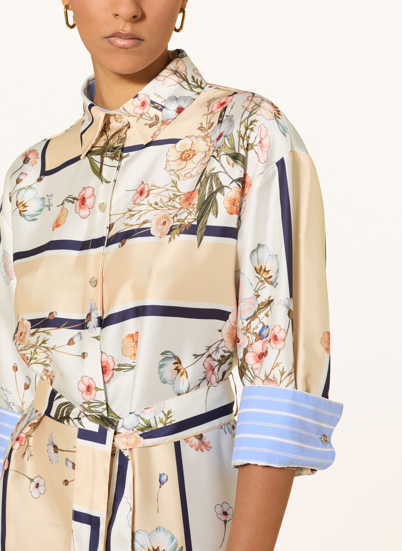 LIU JO Overhemdjurk: CRÈME / LICHTORANJE / DONKERBLAUW