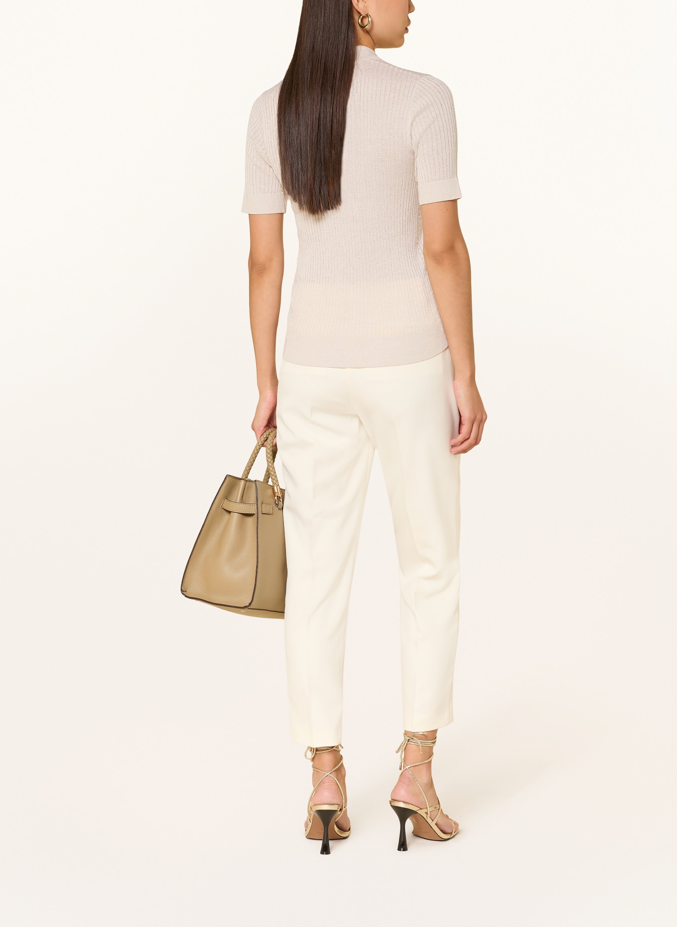 LIU JO Pletené polo tričko s třpytivou přízí: KRÉMOVÁ