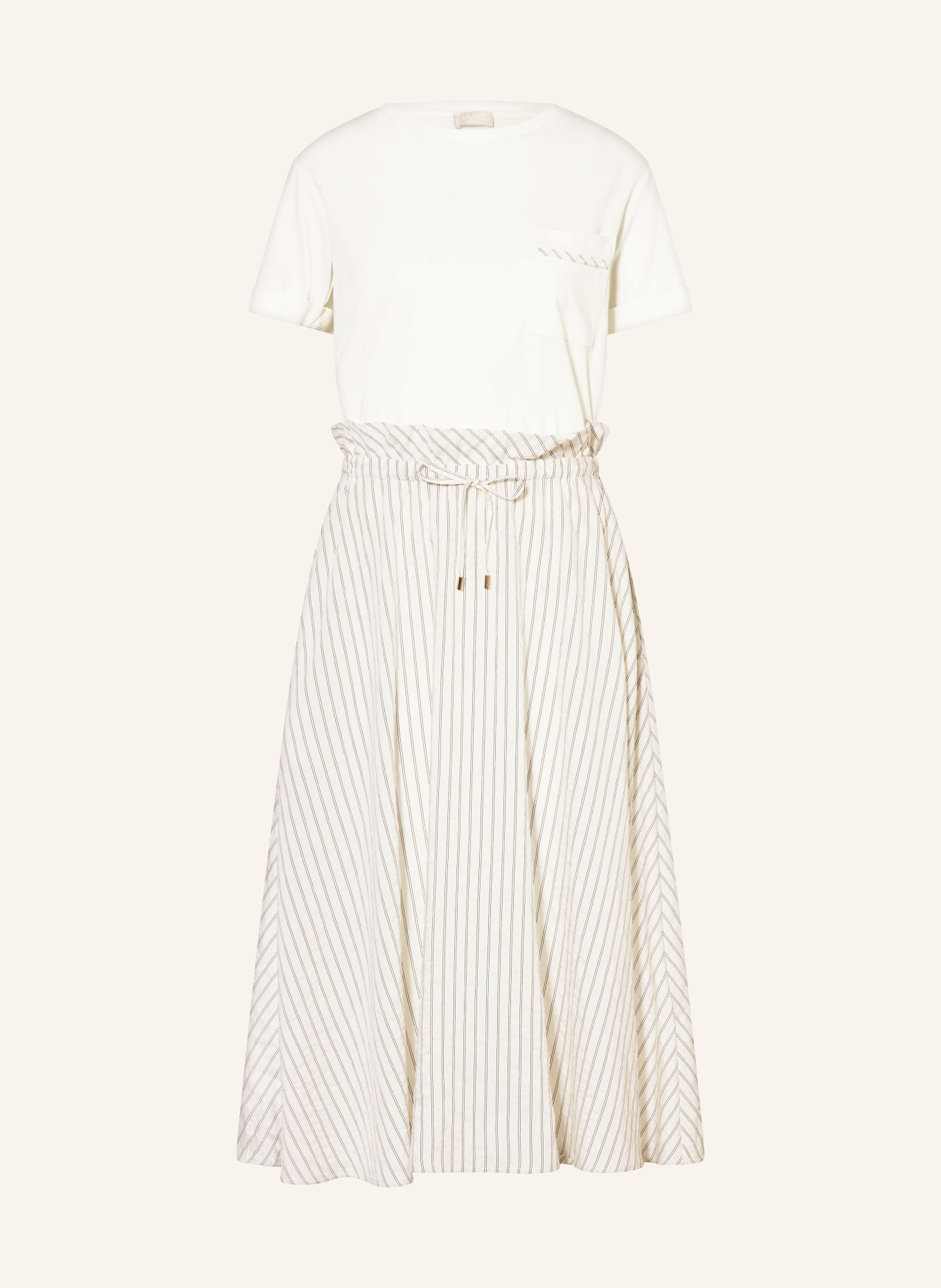 LIU JO Robe en mélange de matières: CRÈME