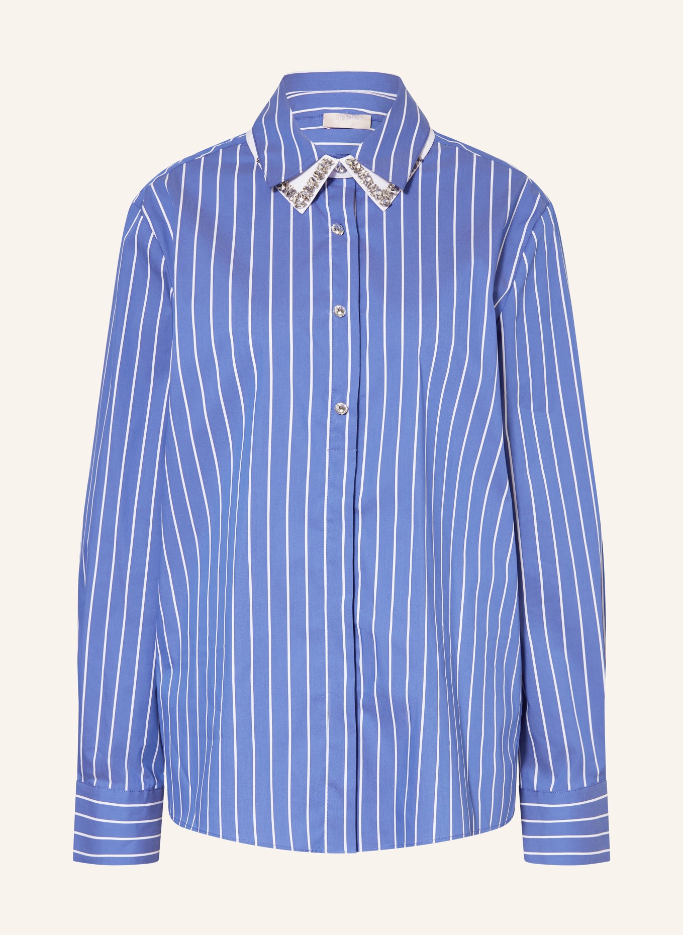 LIU JO Shirt blouse with detachable collar: BLUE / WHITE