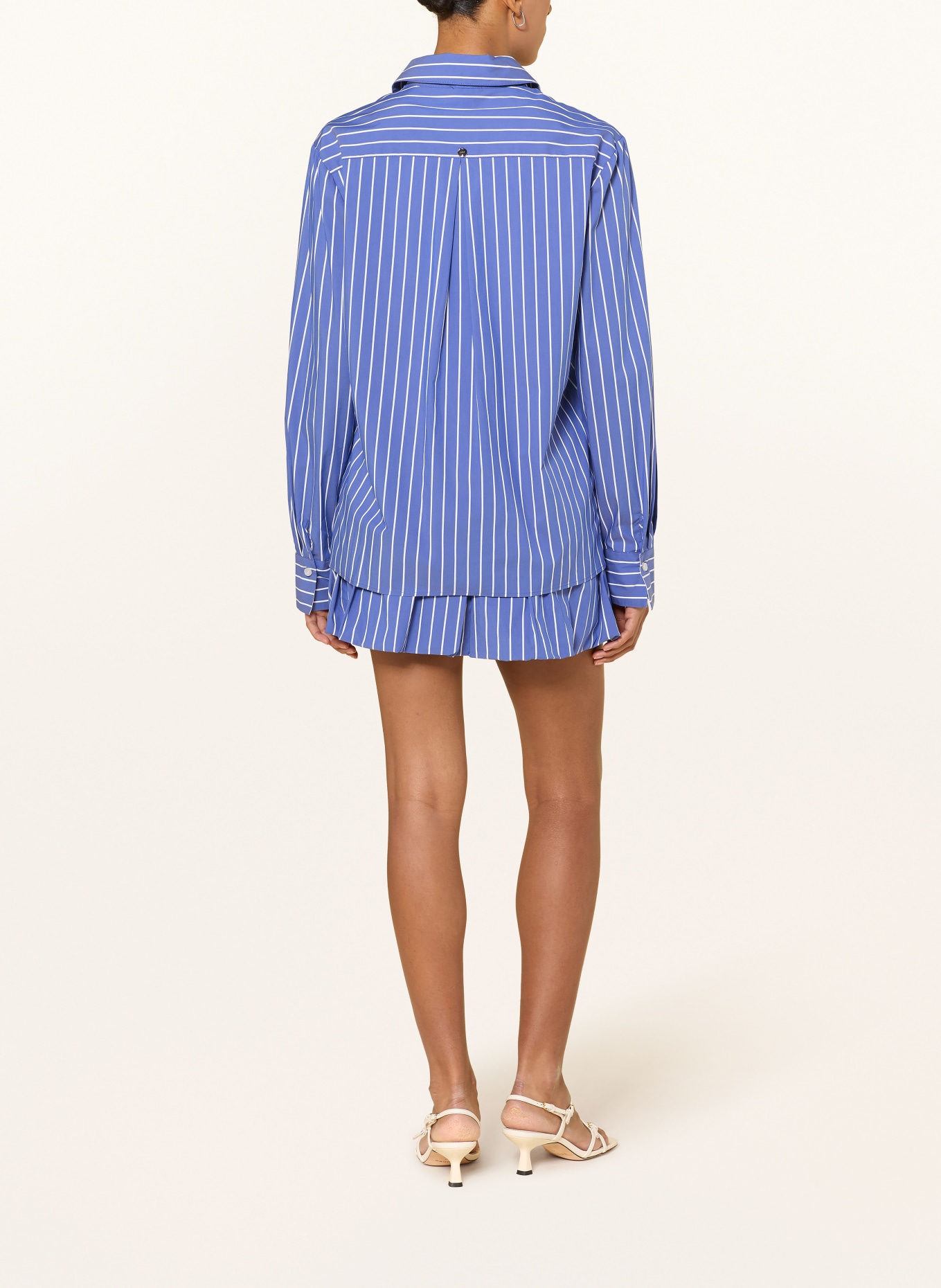 LIU JO Shirt blouse with detachable collar: BLUE / WHITE